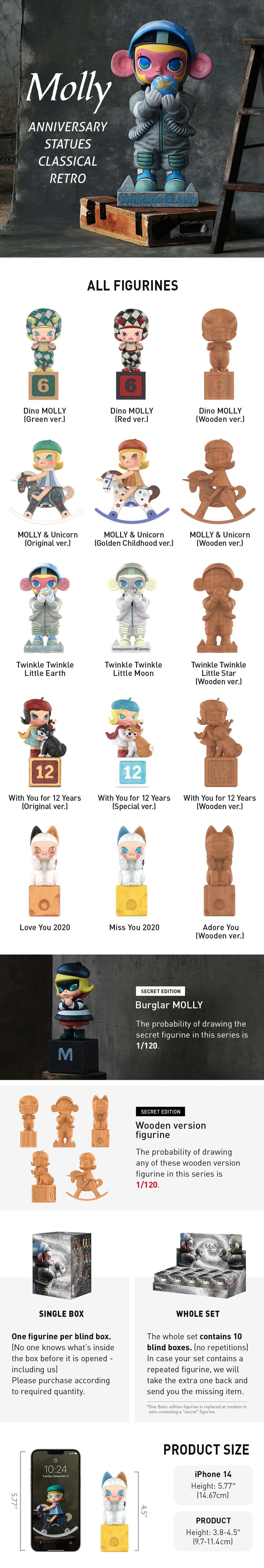 MOLLY Anniversary Statues Classical Retro Series Figures|POP MART
