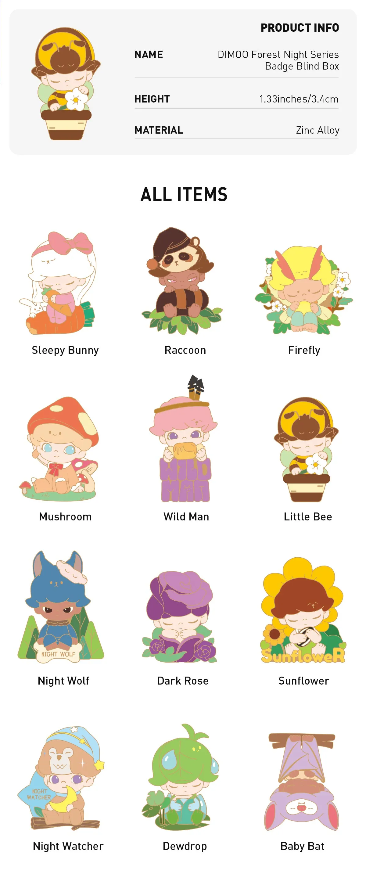 DIMOO Forest Night Series-Badge Blind Box | Blind Box - POP MART ...