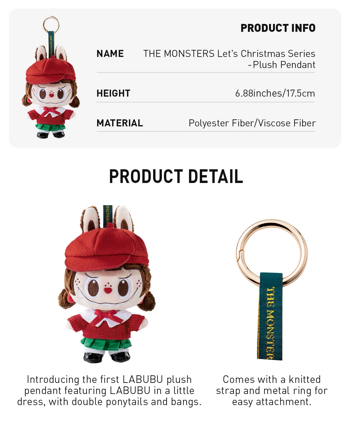 POPMART LABUBU LET’S CHRISTMAS PENDANT THE MONSTERS LABUBU Let's Christmas Series Plush Pendant