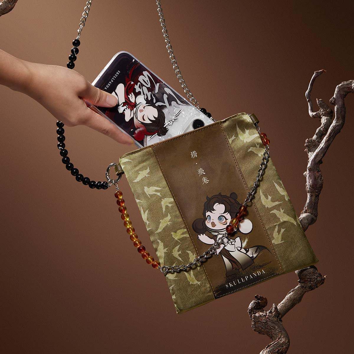 SKULLPANDA The Ink Plum Blossom Series-Bead String Mini Bag