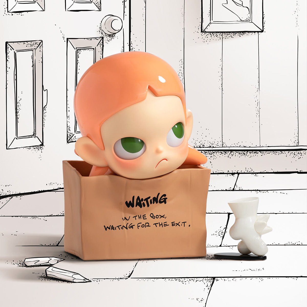 POPMART Zsiga Waiting ポップマート ビッグフィギュア Zsiga Waiting Figurine | Designer Figure - POP MART (United