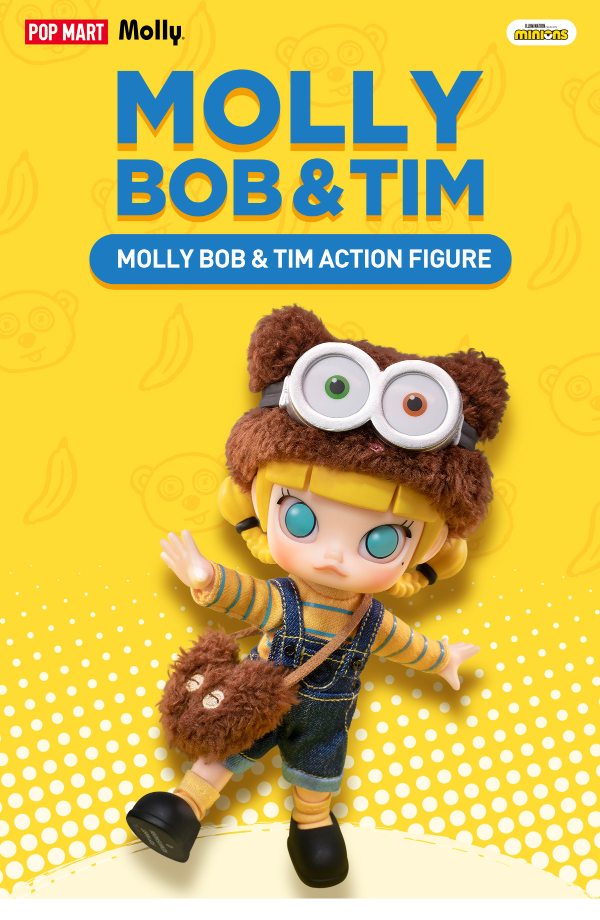 POPMART MOLLY ミニオンズ BOB & TIM アクションフィギュア-