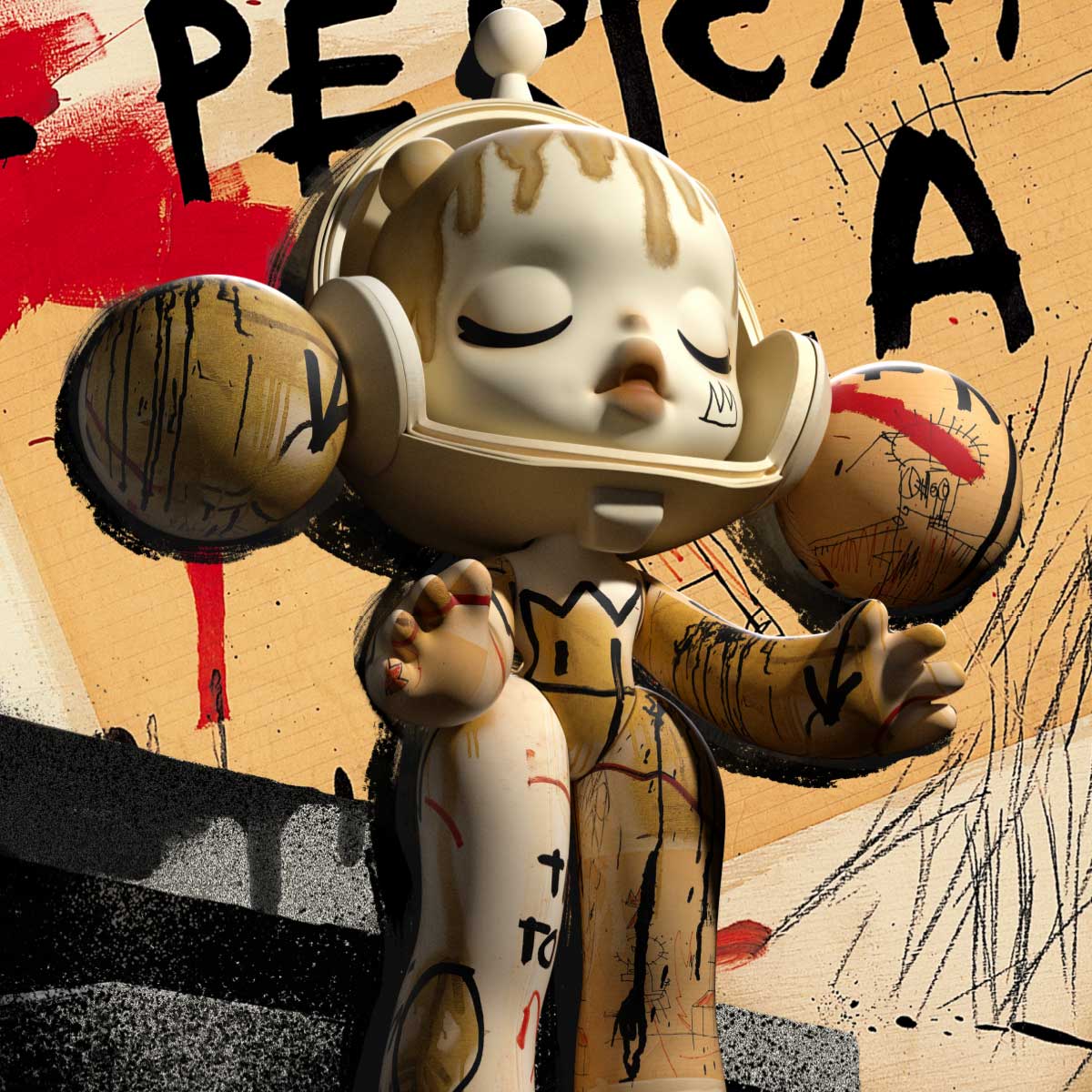 MEGA α SKULLPANDA 1000% JEAN-MICHEL BASQUIAT | MEGA