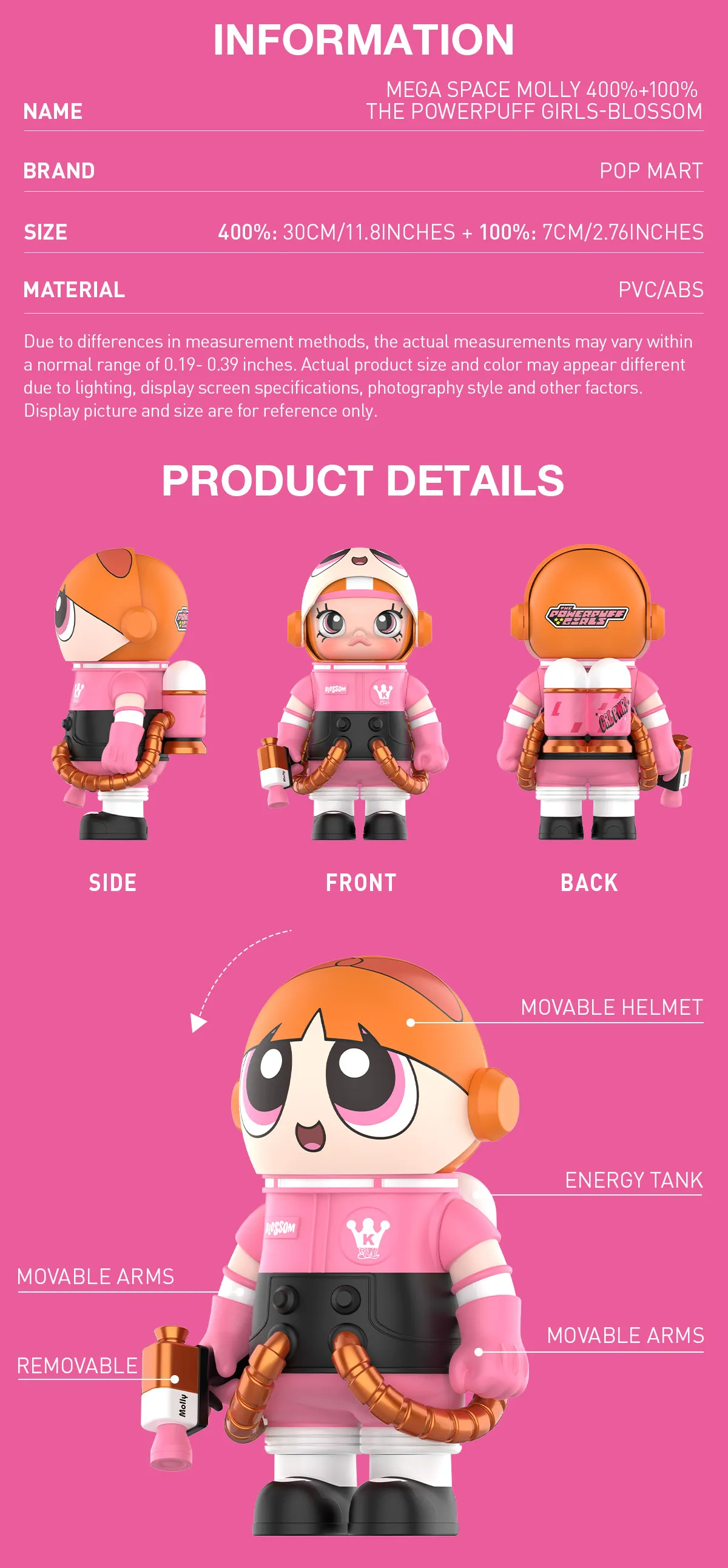 MEGA SPACE MOLLY 400%+100% THE POWERPUFF GIRLS-Blossom | All MEGA 