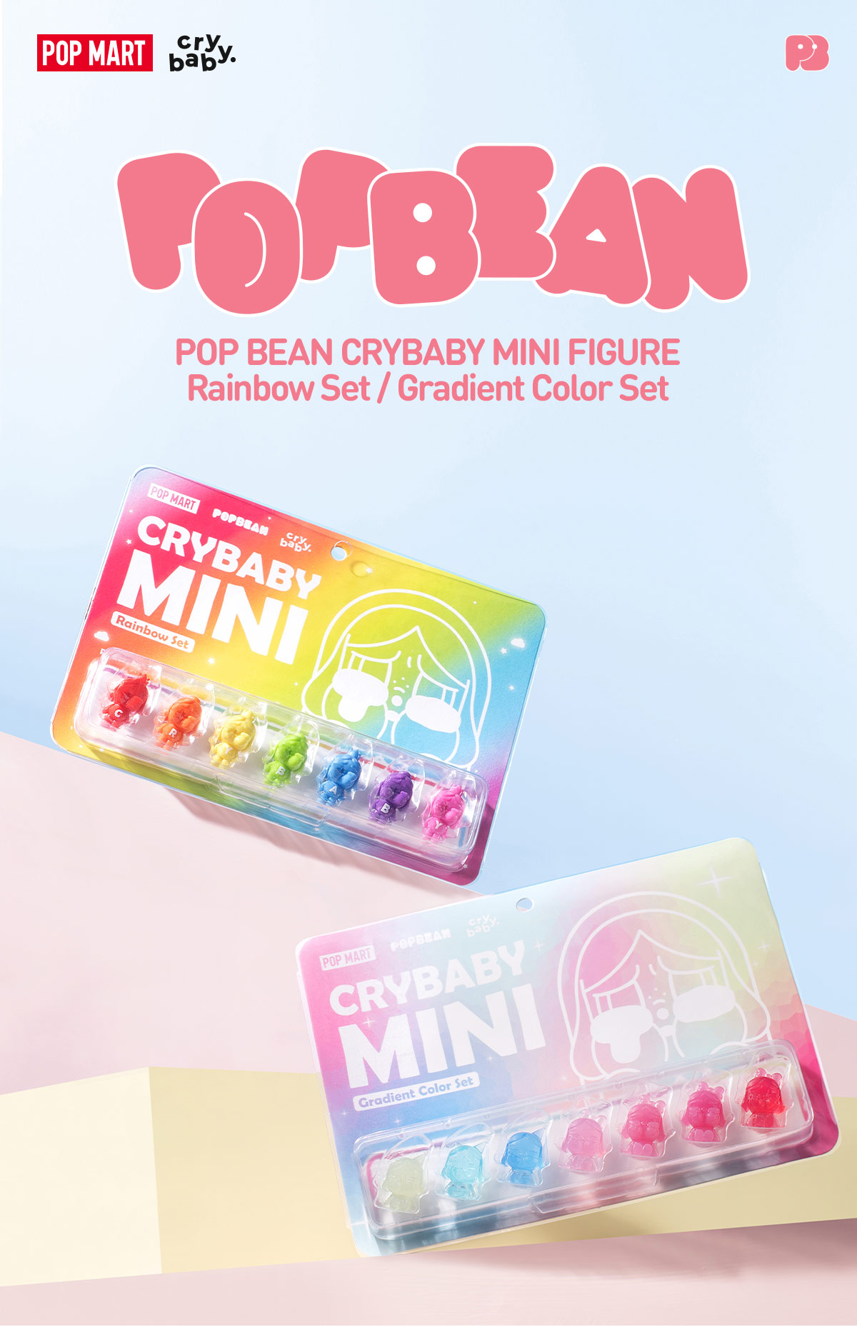 POP BEAN CRYBABY MINI FIGURE- Gradient Color Set - POP MART