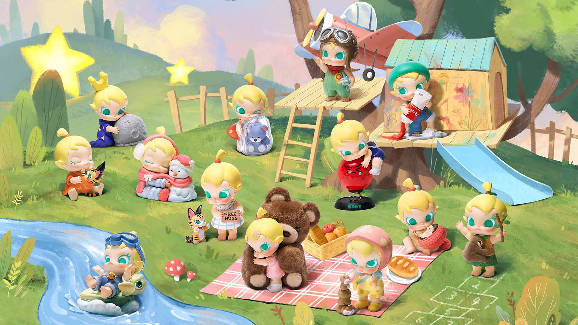 [未開封]POPMART baby molly 4セット Baby Molly My Huggable Discovery Series Figures - POP MART