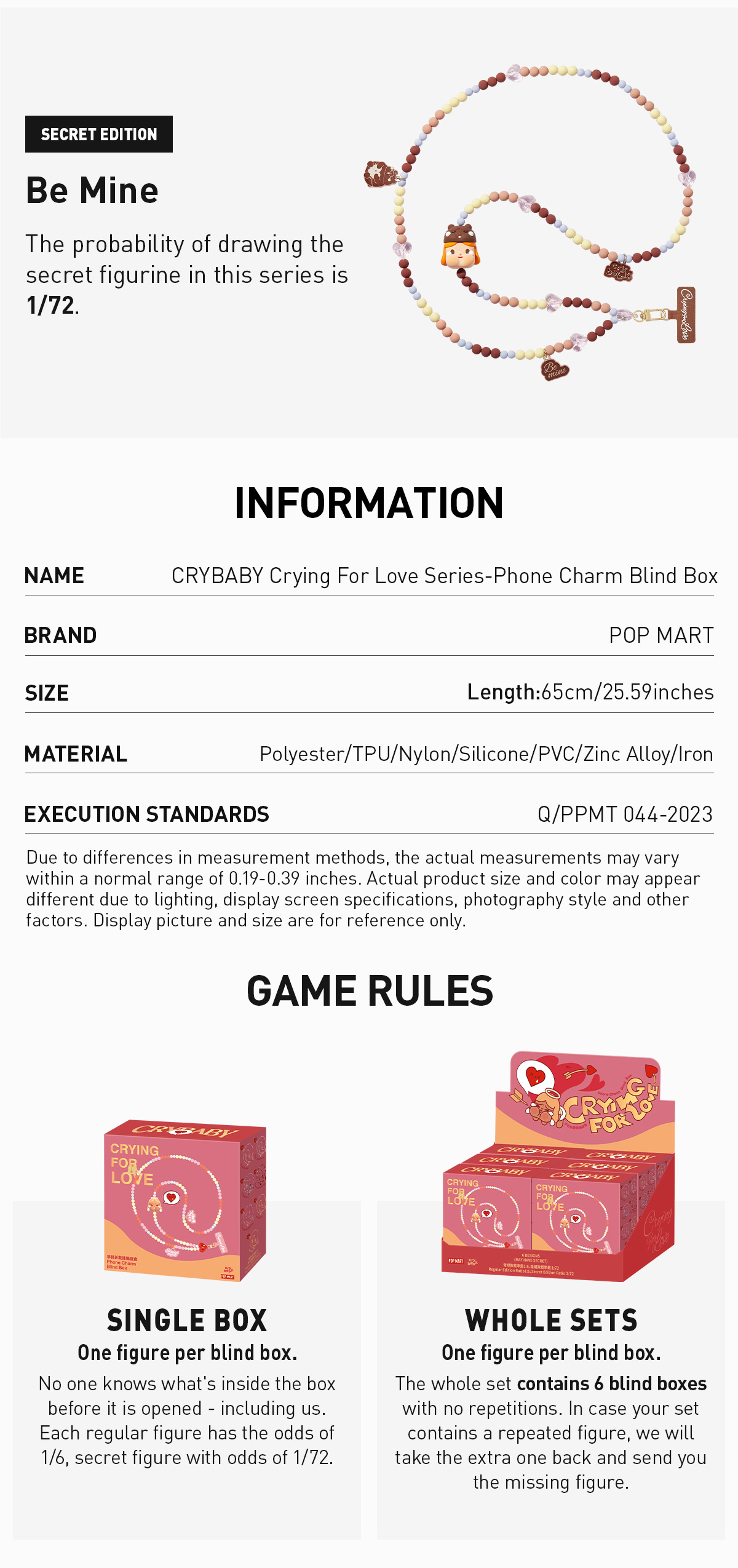 POP NOW:CRYBABY Crying For Love Series-Phone Charm Blind Box