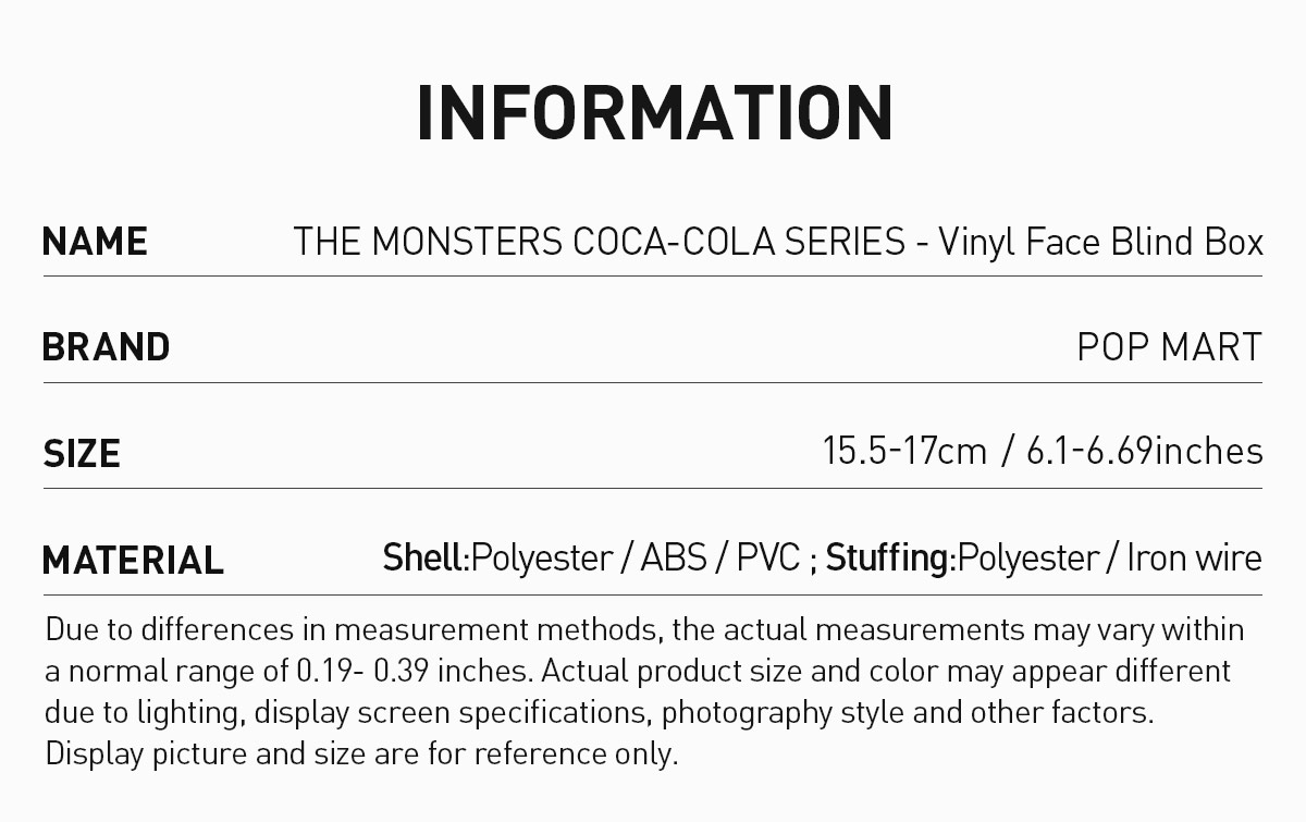 THE MONSTERS COCA-COLA SERIES-Vinyl Face Blind Box - POP
