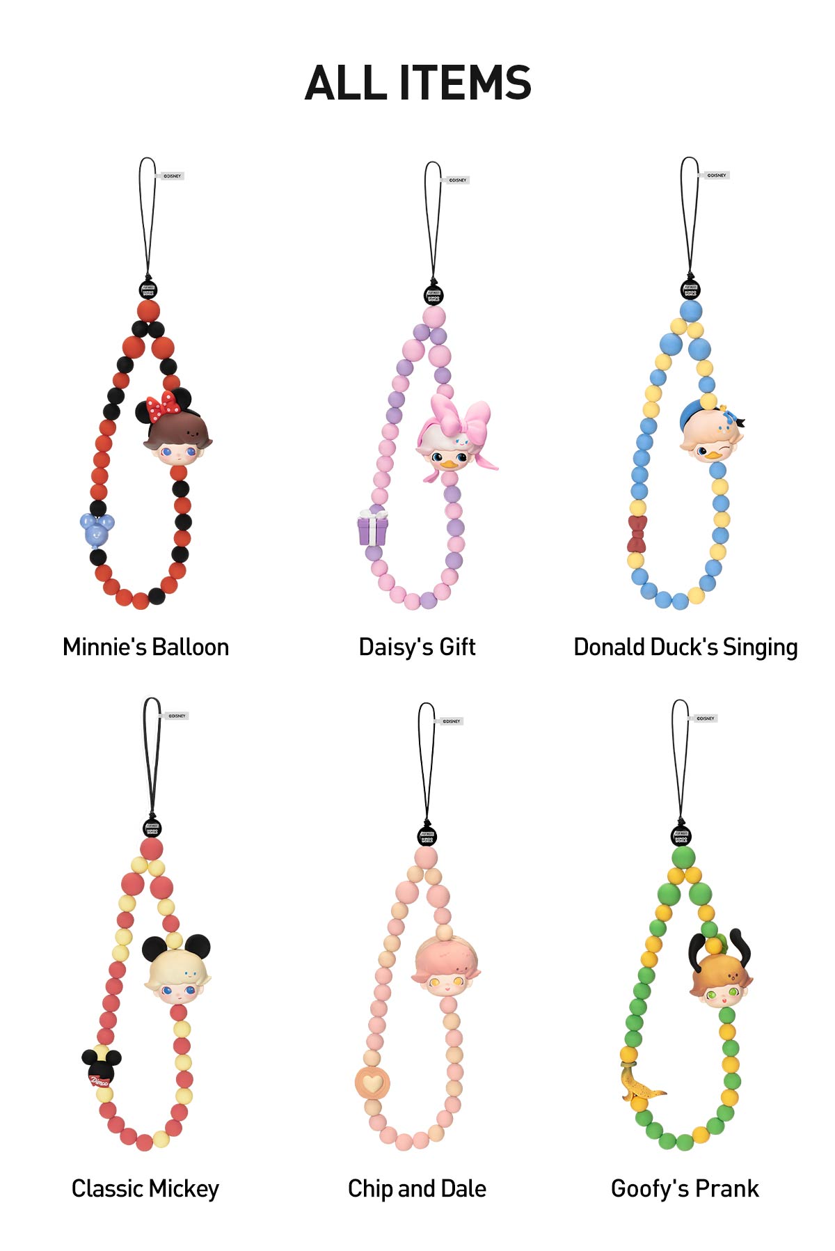DIMOO WORLD ケータイチャーム 6種類 POP NOW:DIMOO WORLD × DISNEY Series-Mobile Phone Lanyard