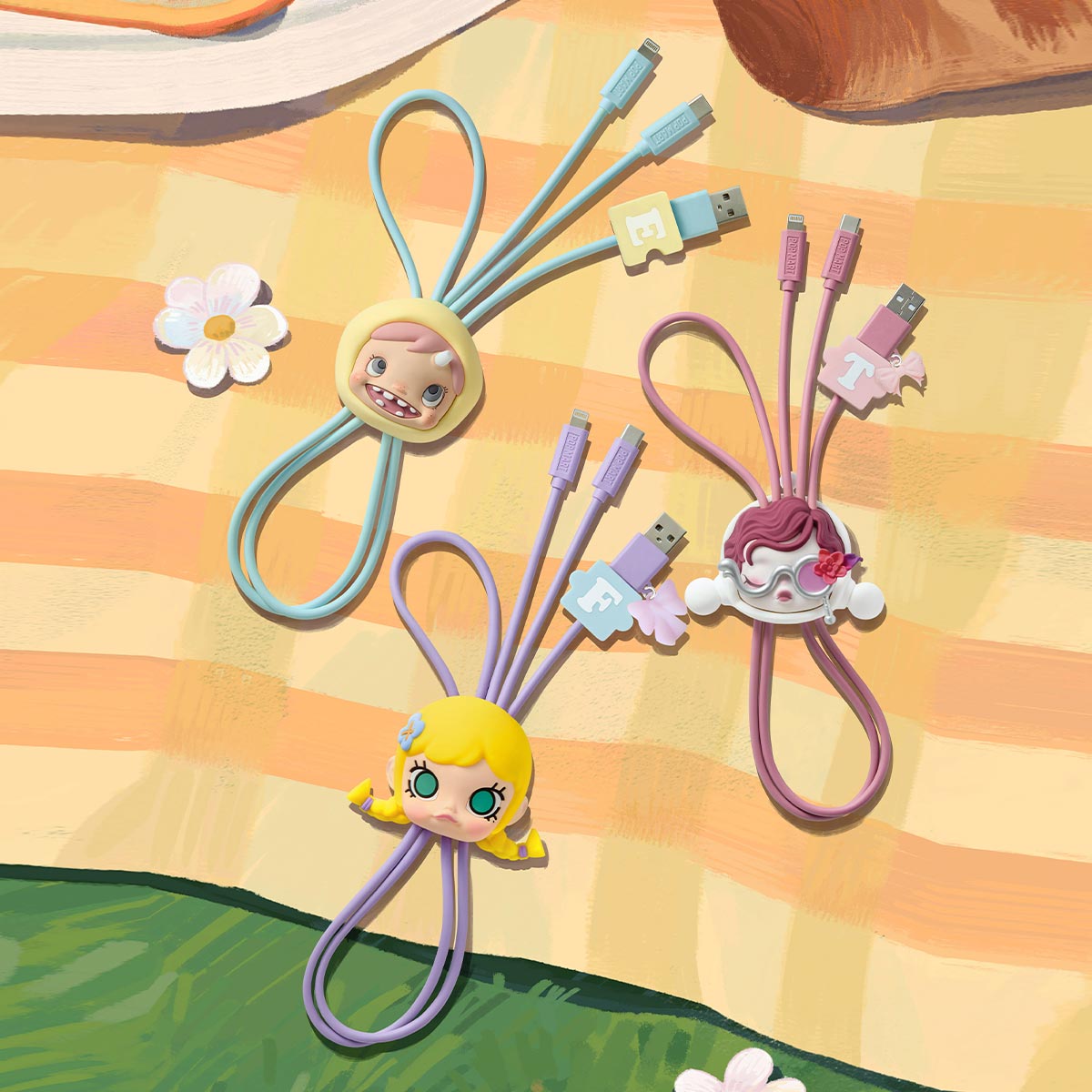 スペシャル特典 Hand in Hand Series-2 in 1 Cable Blind Box - POP MART ストラップ