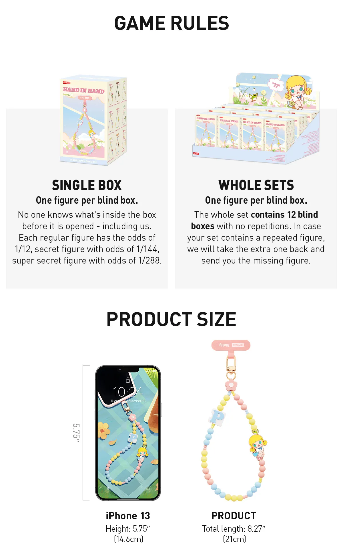 POP NOW:Hand in Hand Series-Phone Charm Blind Box - POP MART 