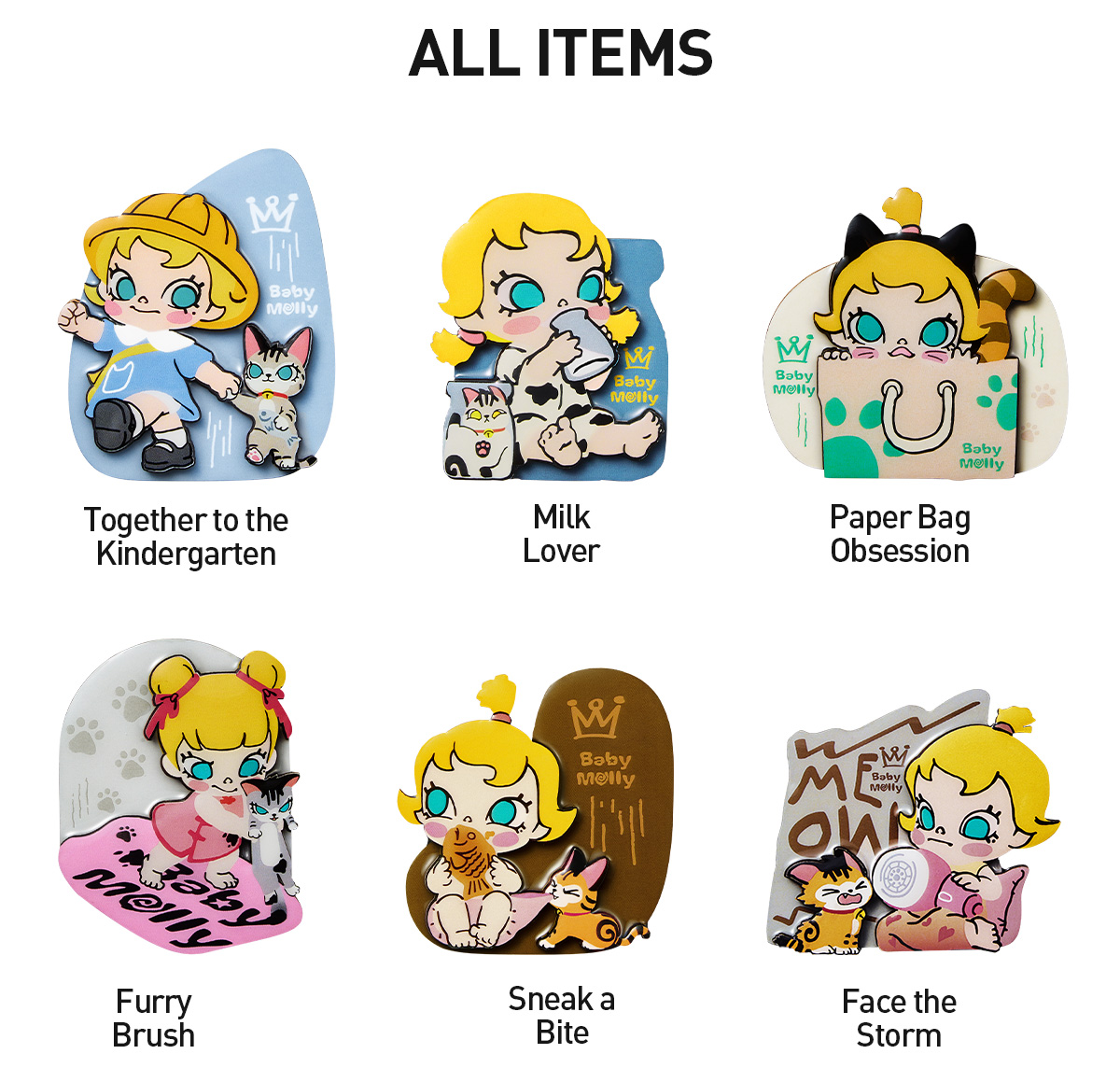 その他 baby molly fridge magnet blind box Baby Molly & Baby Tabby Series-Fridge Magnet Blind Box - POP