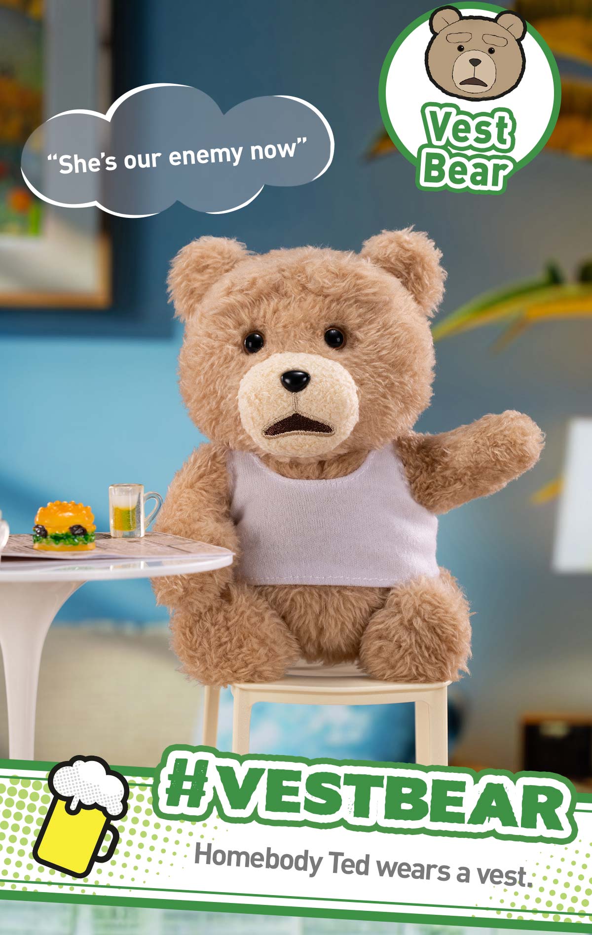 POP NOW:Ted2 Teddy Bear Action Plush Pendant - POP MART