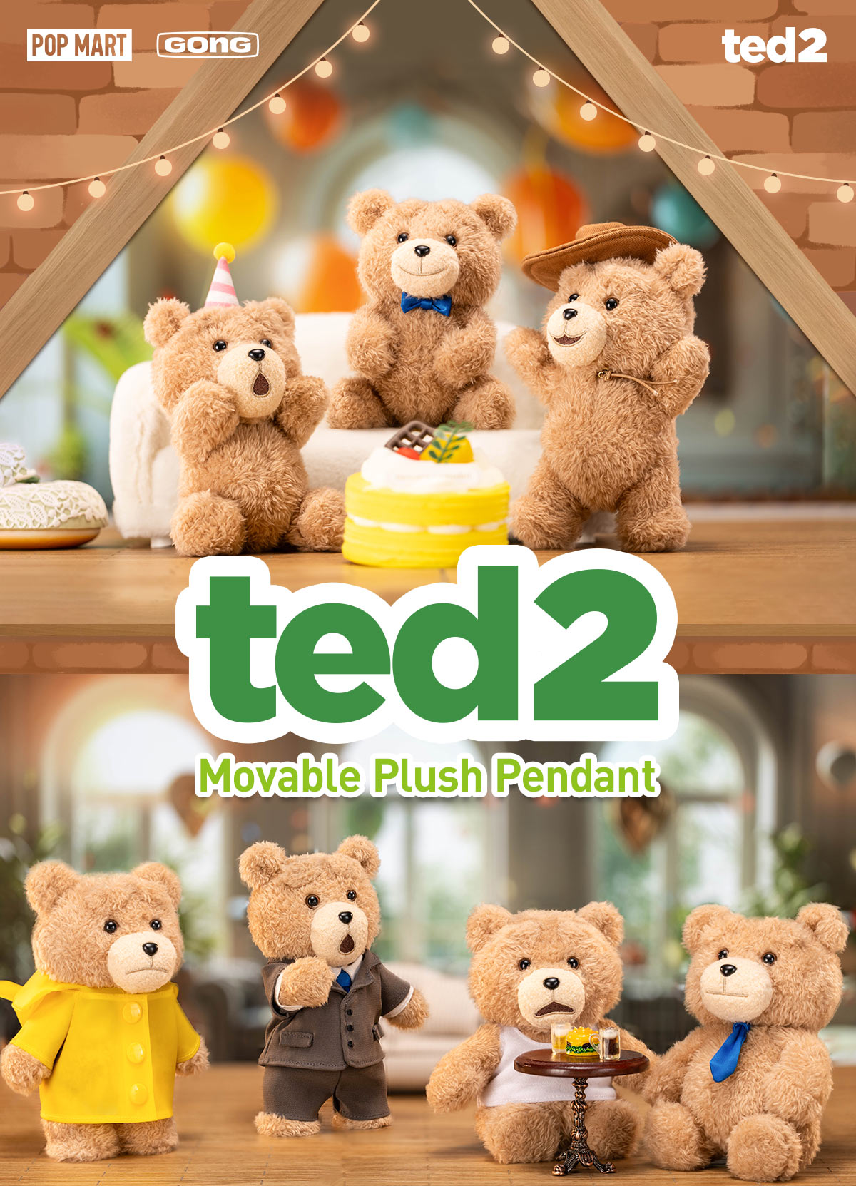 POP NOW:Ted2 Teddy Bear Action Plush Pendant - POP MART