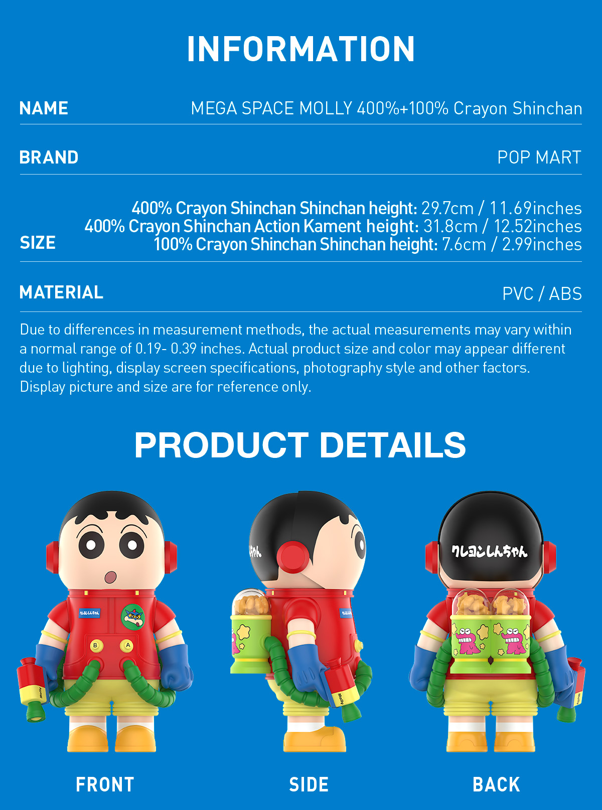 MEGA SPACE MOLLY 400%+100% Crayon Shinchan - POP MART (Canada)