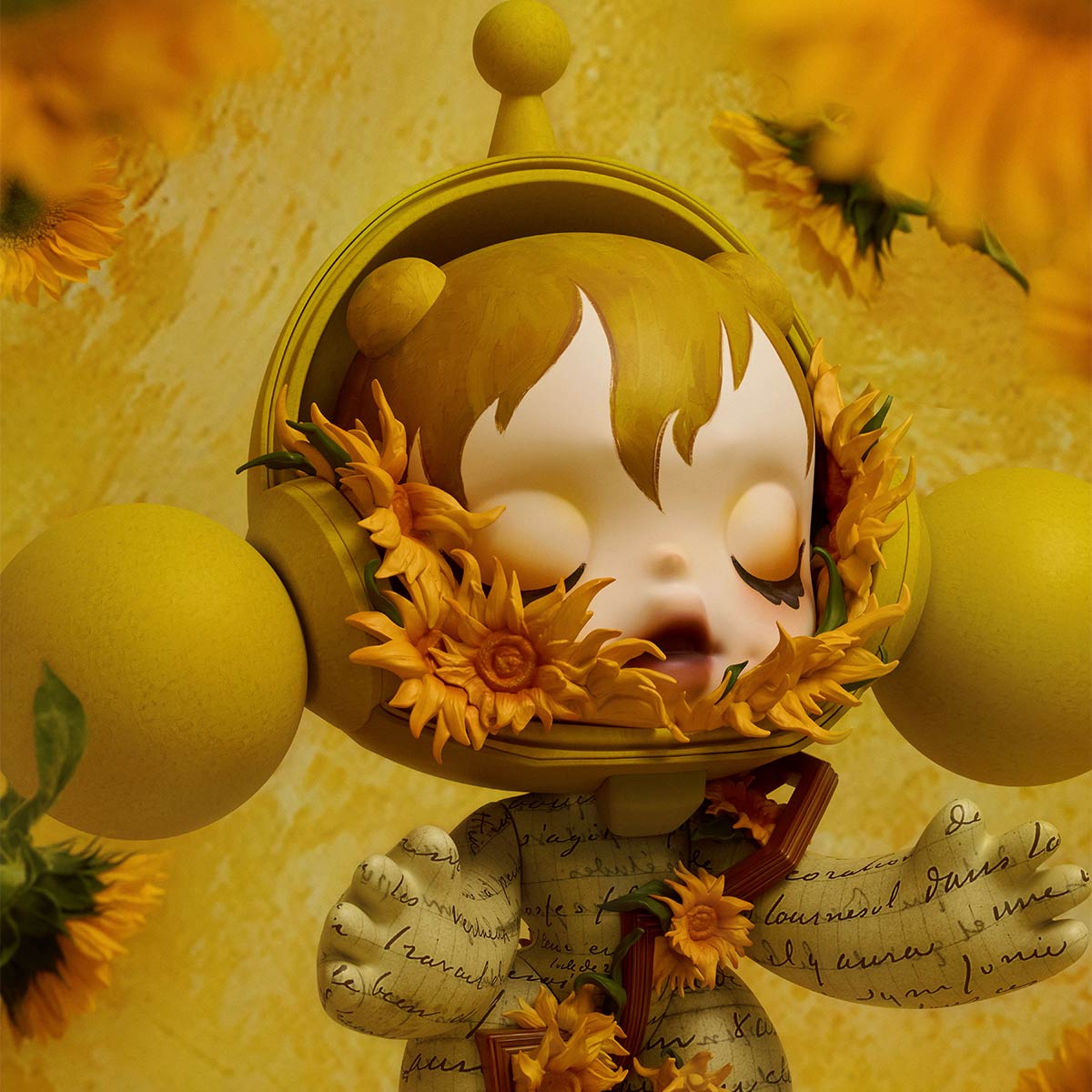 MEGA α SKULLPANDA 1000% Van Gogh Museum Sunflowers - POP