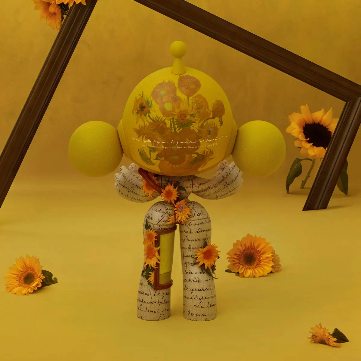 MEGA α SKULLPANDA 1000% Van Gogh Museum Sunflowers - POP MART 