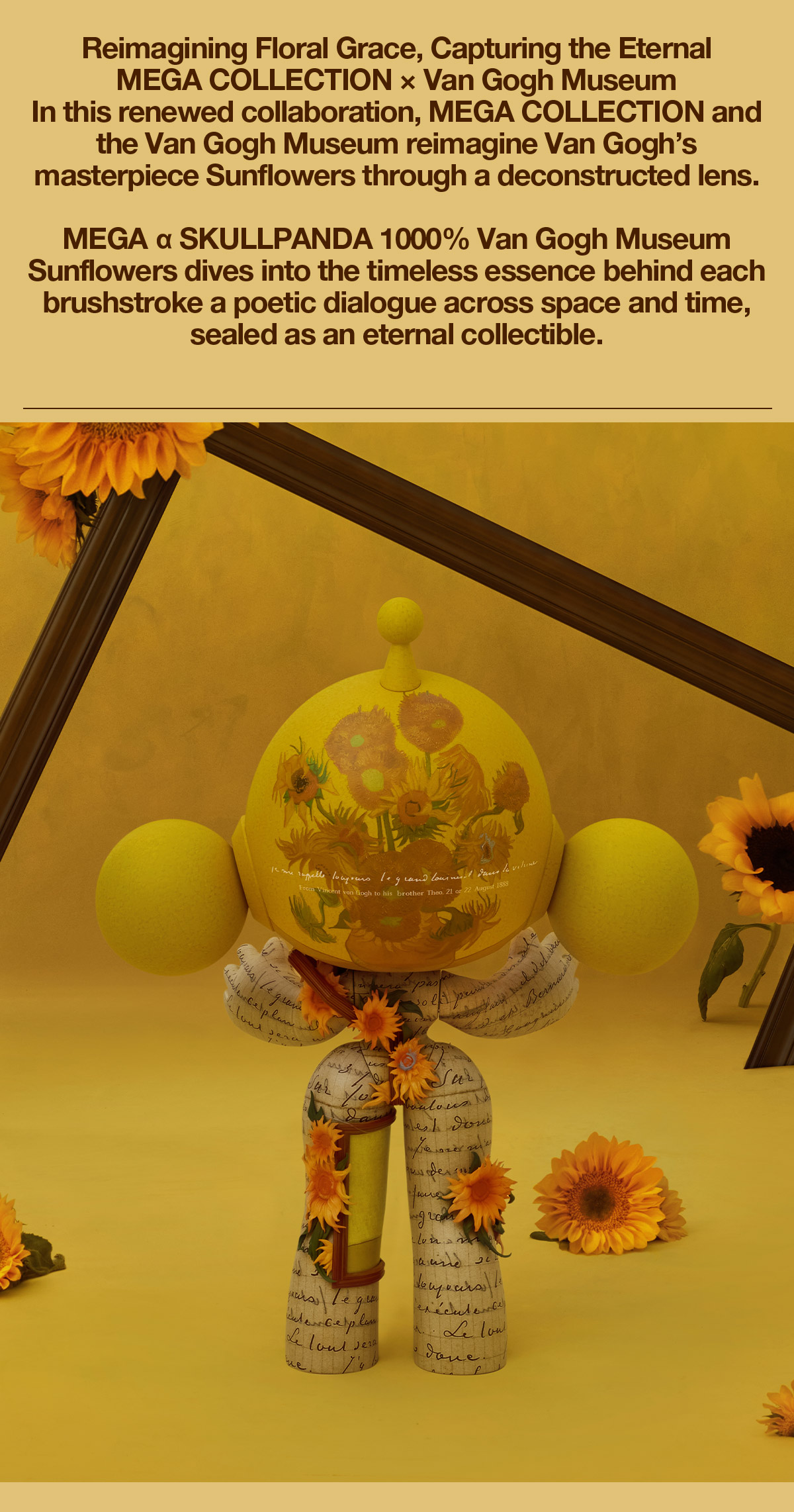 MEGA α SKULLPANDA 1000% Van Gogh Museum Sunflowers - POP