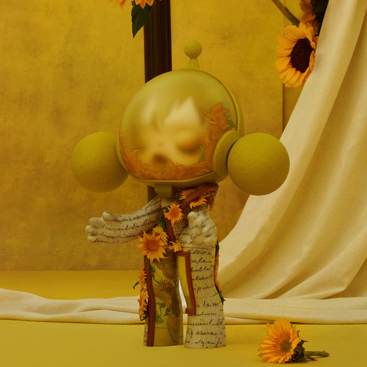 MEGA α SKULLPANDA 400% Van Gogh Museum Sunflowers - POP MART