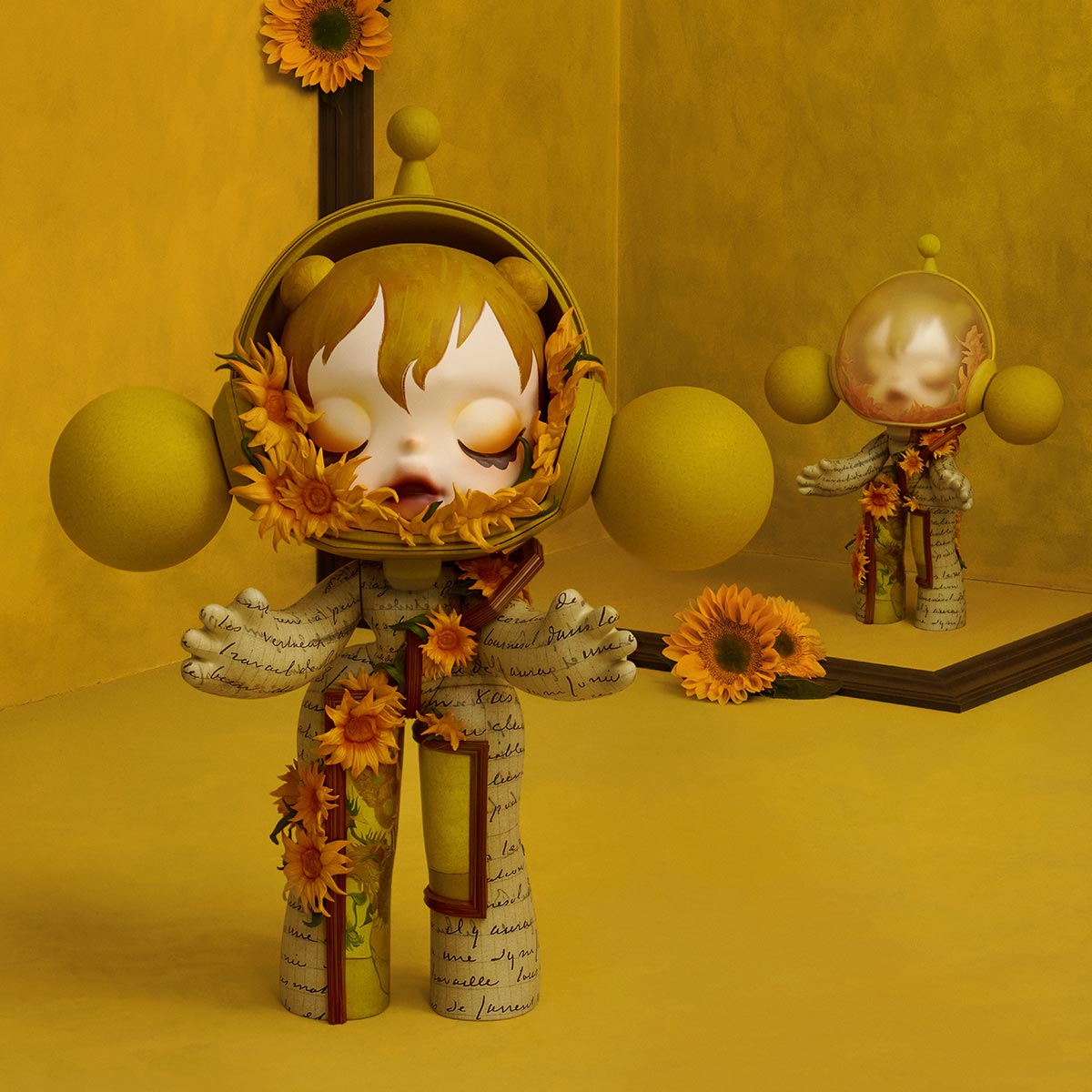 MEGA α SKULLPANDA 400% Van Gogh Museum Sunflowers - POP MART