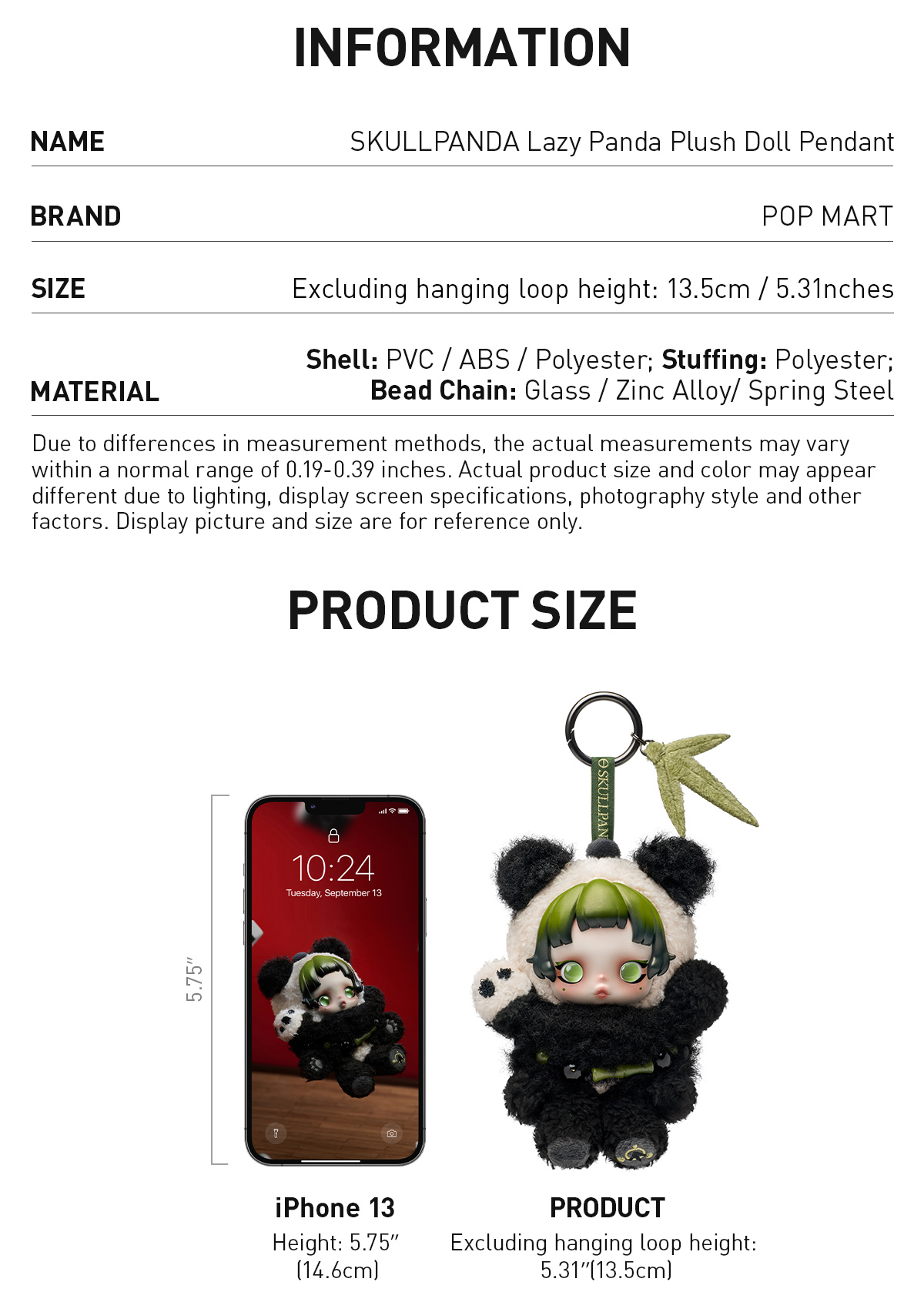 POPMART SKULLPANDA ペンダント SKULLPANDA Lazy Panda Plush Doll Pendant - POP MART (United