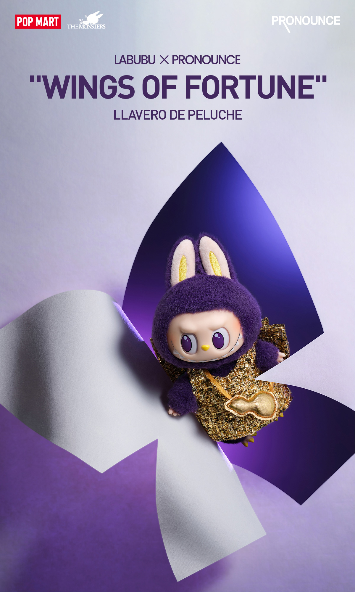 LABUBU × PRONOUNCE – “Wings of Fortune” Llavero de peluche