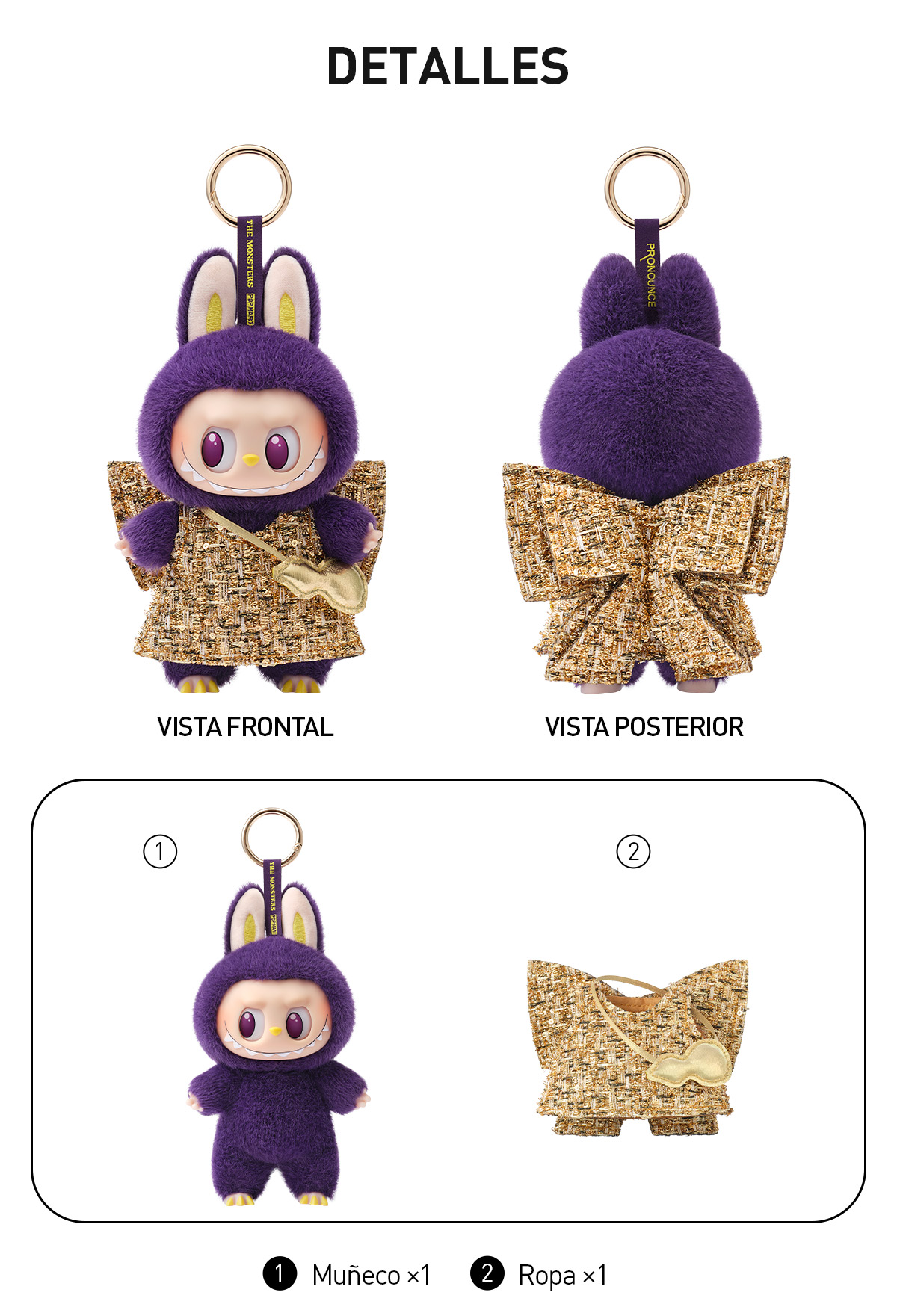 LABUBU × PRONOUNCE – “Wings of Fortune” Llavero de peluche - POP