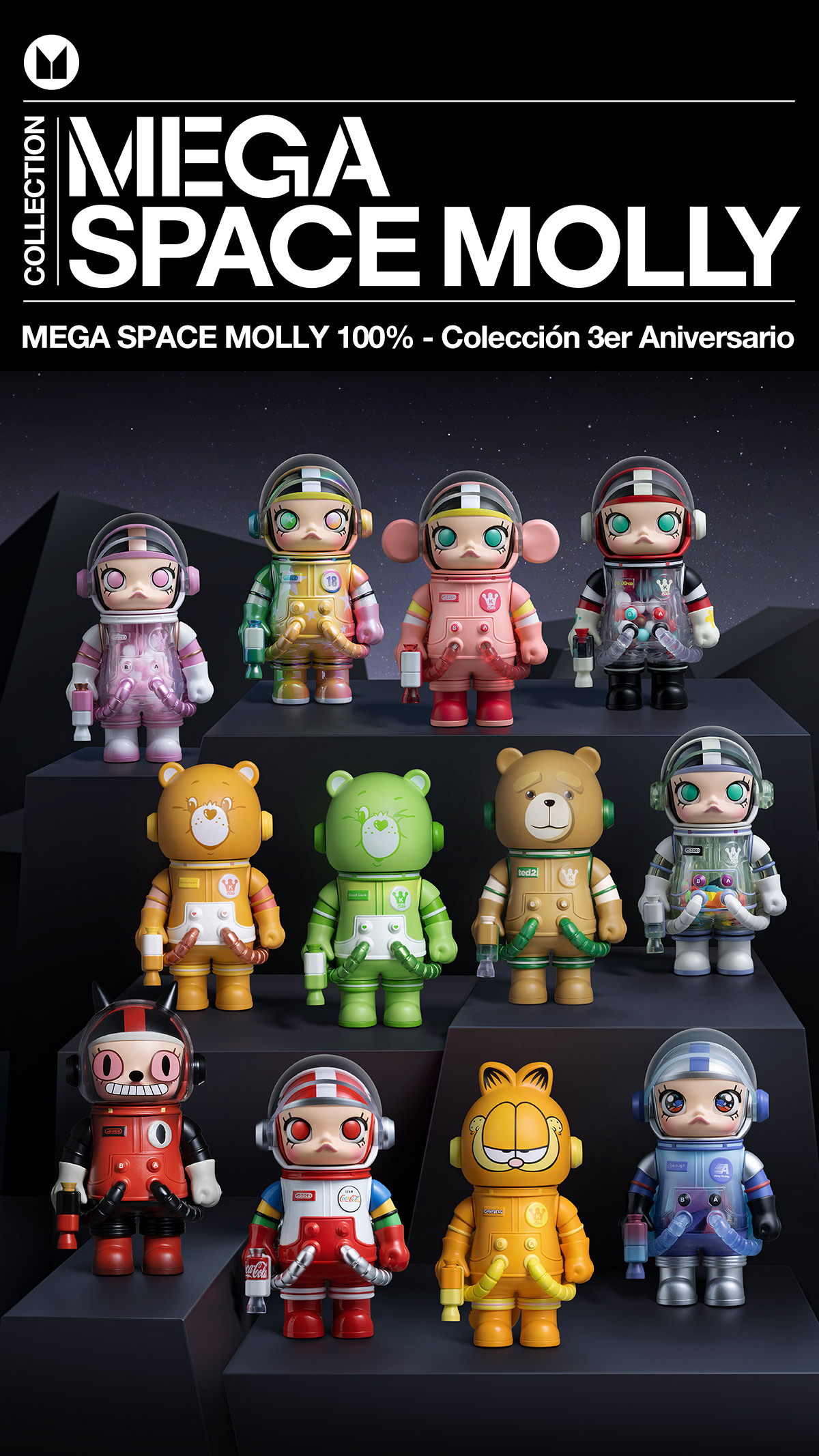 ぬいぐるみ MEGA SPACE MOLLY 100% series03 MEGA SPACE MOLLY 100% - Colección 3er Aniversario - POP MART