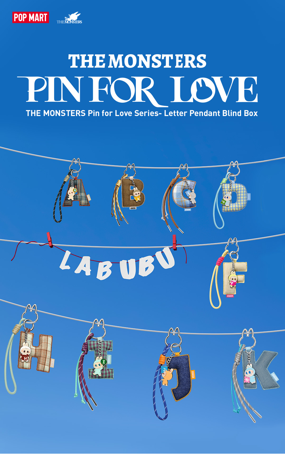 POP MART THE MONSTERS　ピン バッジ　ラブブ POP NOW:THE MONSTERS Pin for Love Series- Letter Pendant