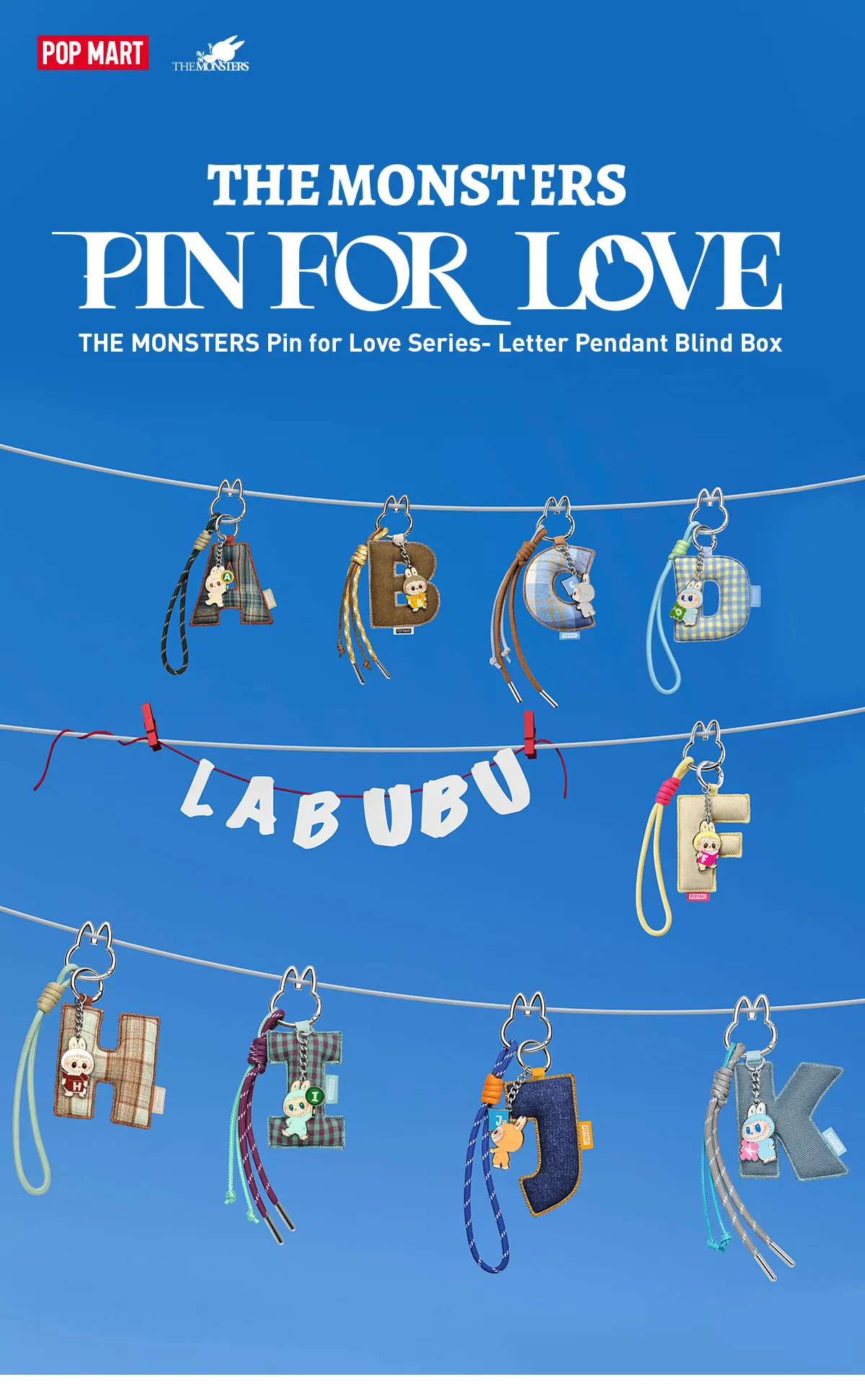 THE MONSTERS Pin for Love Series- Letter Pendant Blind Box (N-Z 