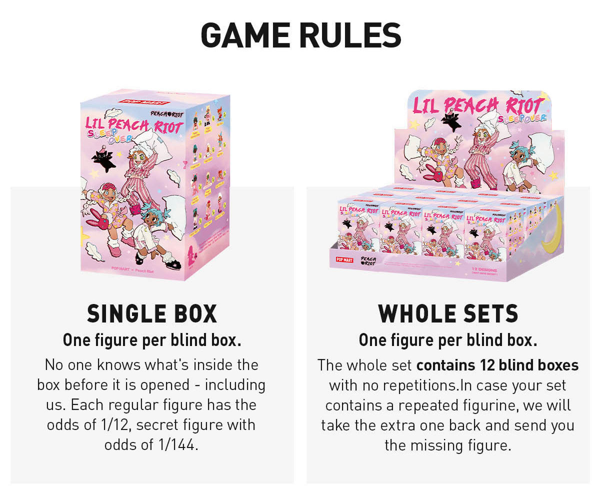 【内袋未開封】Lil Peach Riot SLEEPOVER 3点セット POP MART】LIL PEACH RIOT: SLEEPOVER (FULL SET UNBOXING) - I