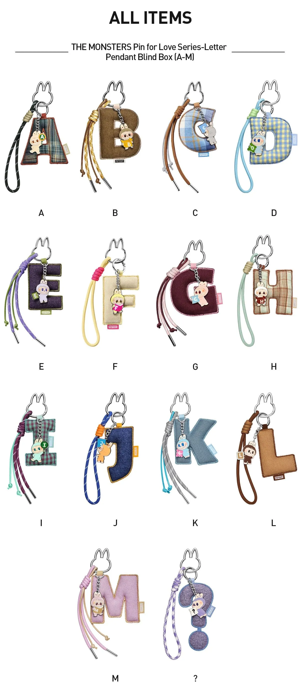 POP NOW:THE MONSTERS Pin for Love Series- Letter Pendant Blind Box 