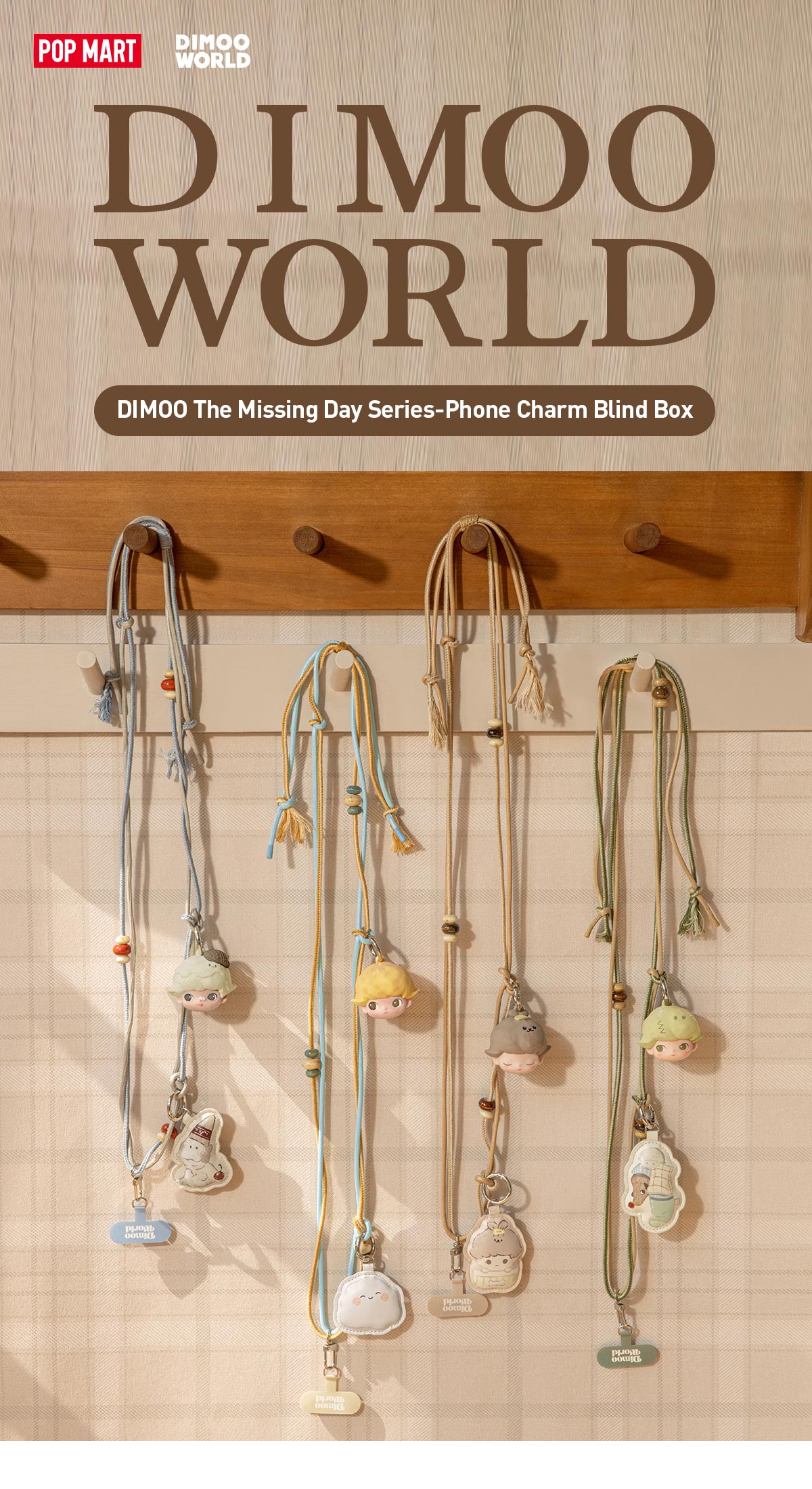 POP NOW:DIMOO The Missing Day Series Figures-Phone Charm Blind Box