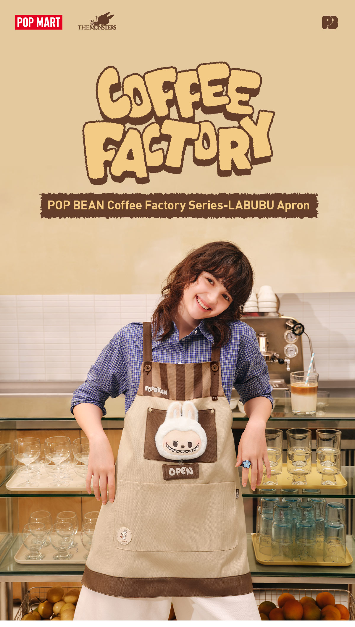 POP MART COFFEE FACTORY エプロン ラブブ ポップマート POP BEAN Coffee Factory Series-LABUBU Apron - POP MART (Canada)