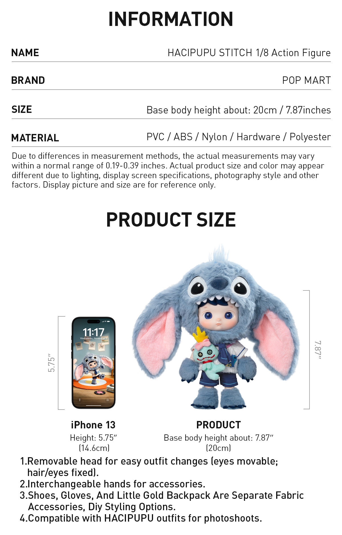 HACIPUPU STITCH 1/8 Action Figure - POP MART (United States)