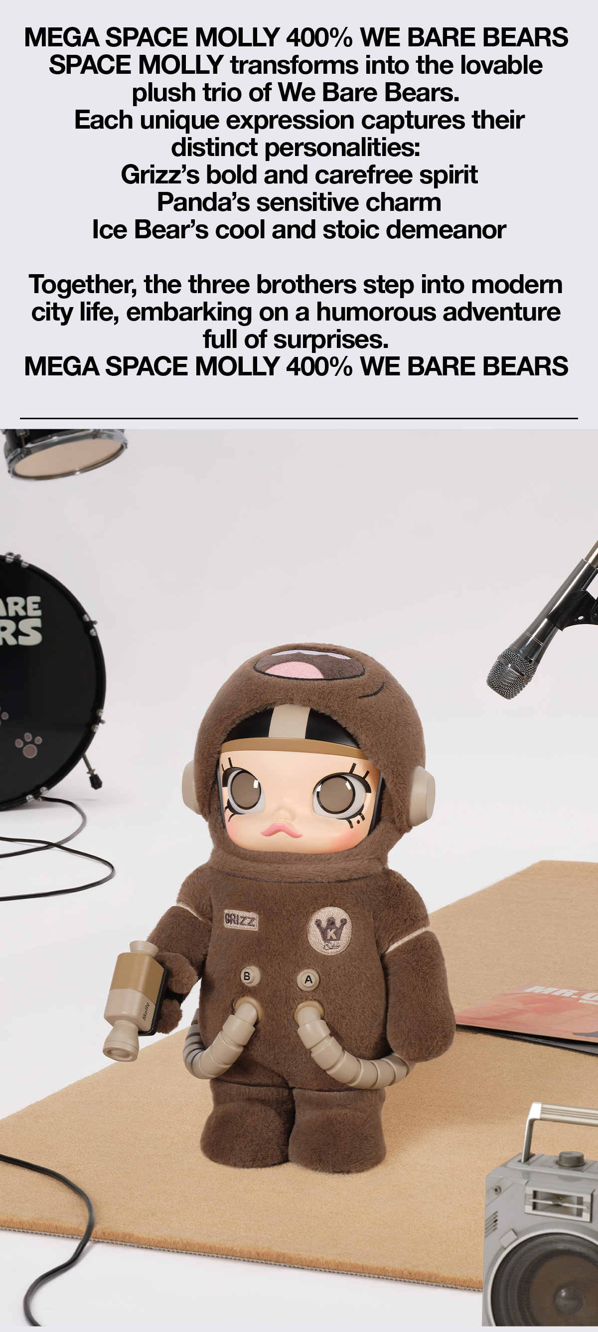 POP NOW:MEGA SPACE MOLLY 400% WE BARE BEARS - POP MART (United States)