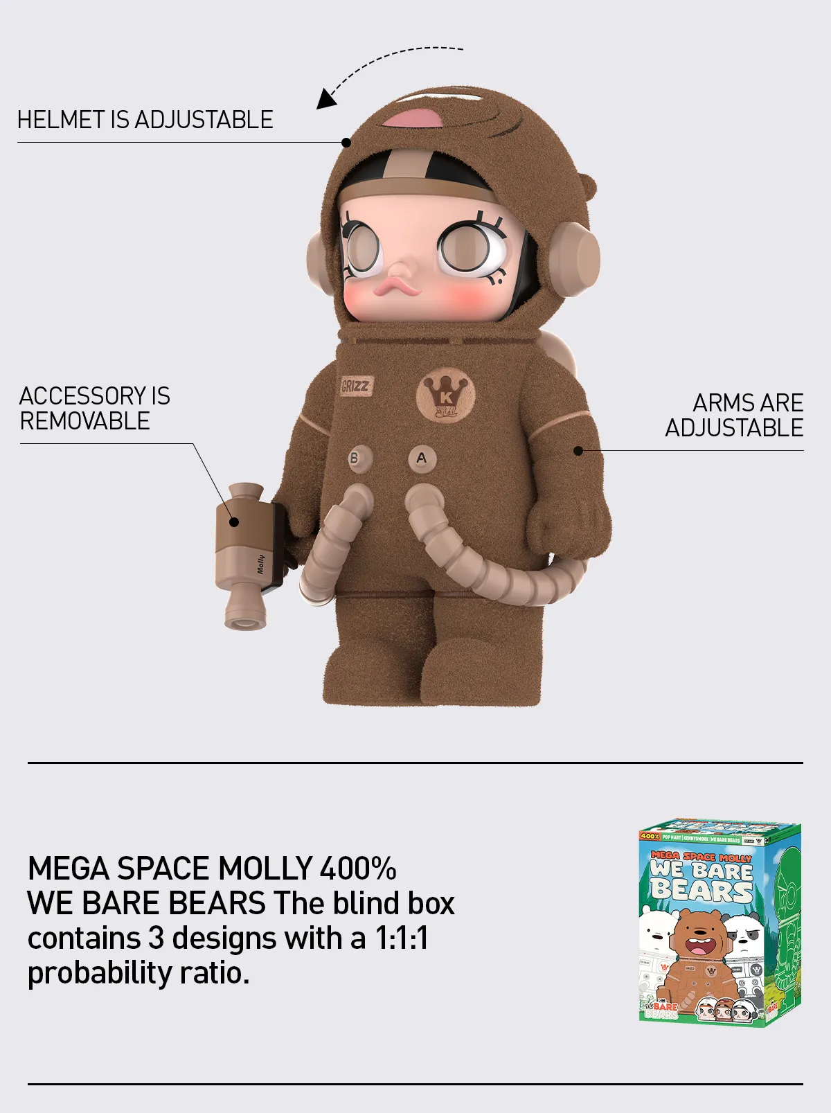 POP NOW:MEGA SPACE MOLLY 400% WE BARE BEARS - POP MART (United States)