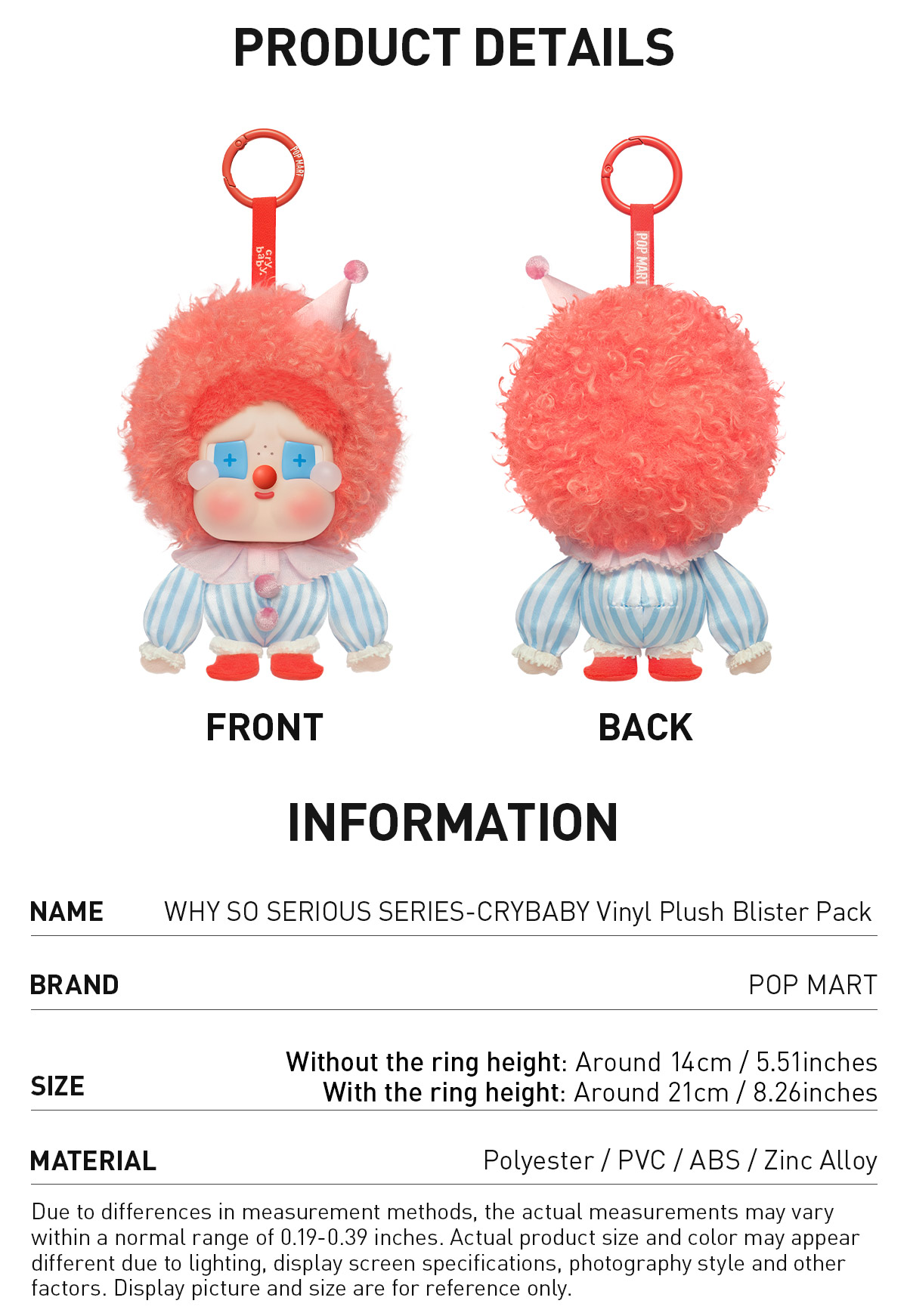 WHY SO SERIOUS SERIES-CRYBABY Vinyl Plush Blister Pack - POP