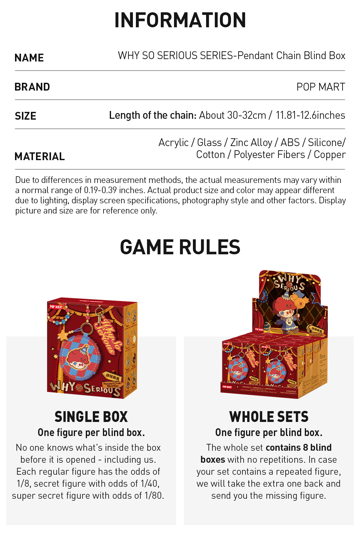 POP NOW:WHY SO SERIOUS SERIES-Pendant Chain Blind Box - POP MART