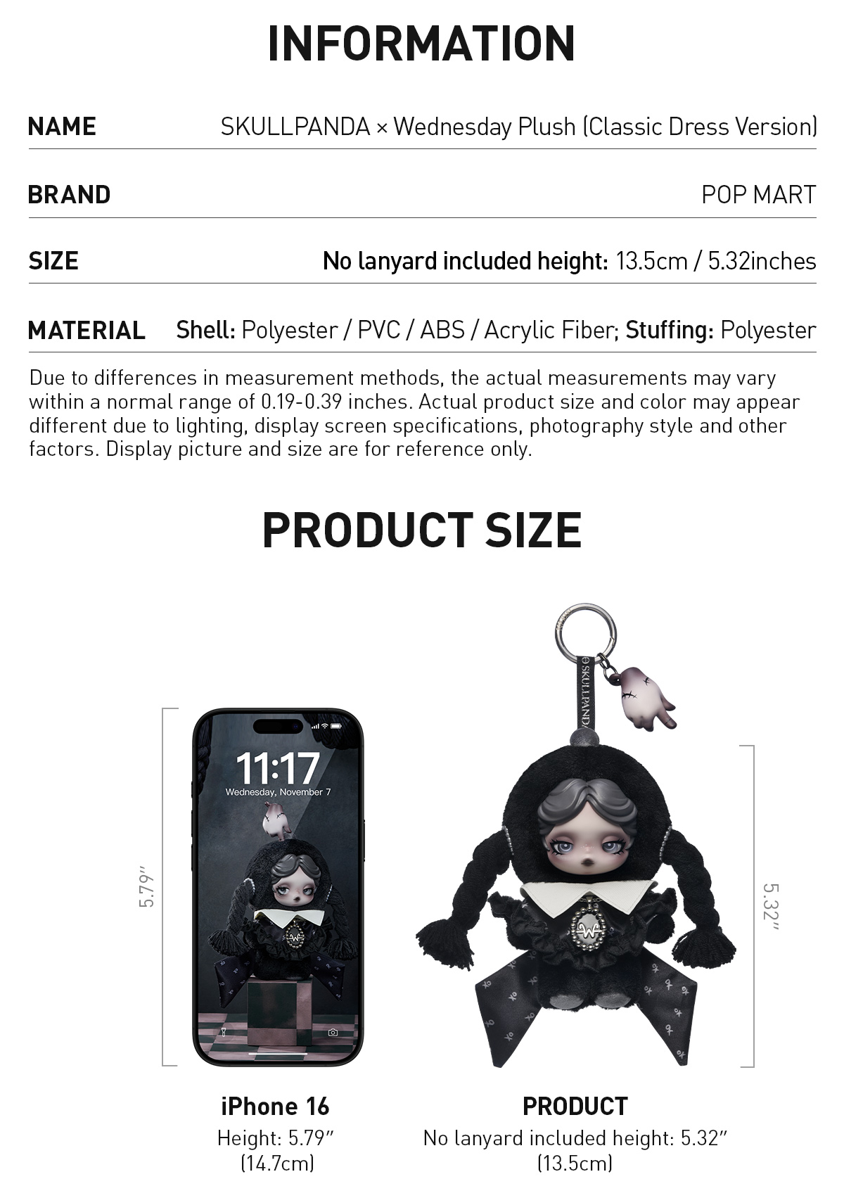 SKULLPANDA × Wednesday Plush（Classic Dress Version） - POP MART