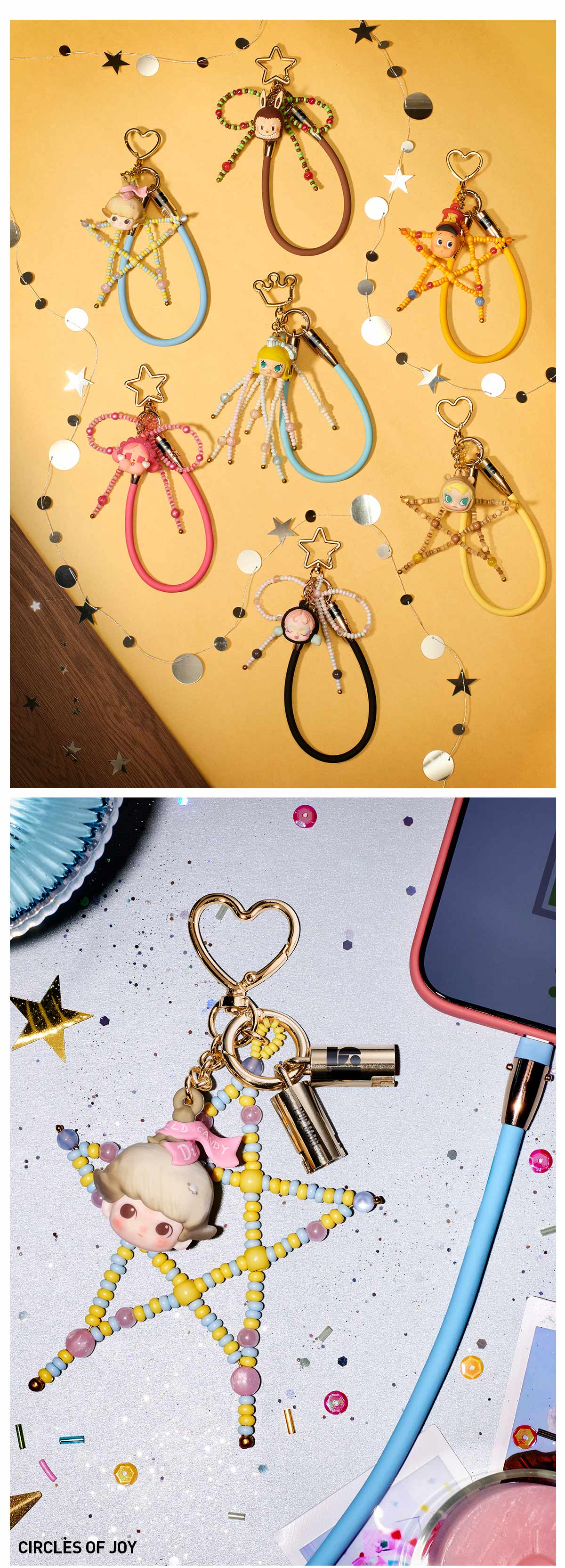POP MART Happy Birthday ケーブルペンダント 4個セット POP NOW:Celebrating the Moment Series-Cable Pendant Blind Box