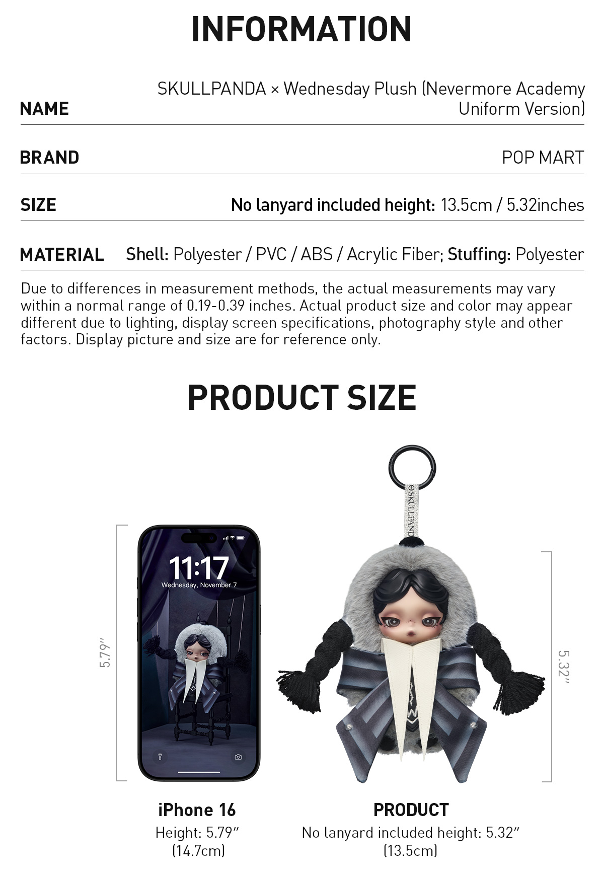 瑠*樹様 SKULLPANDA × Wednesday ぬいぐるみ（クラシックド Skullpanda