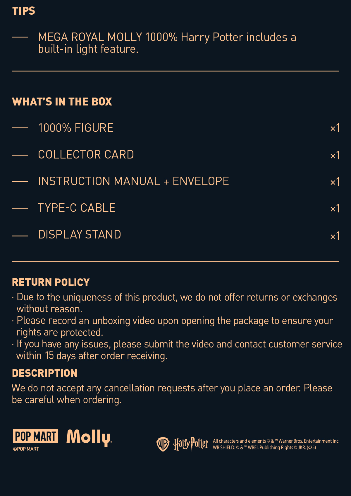 MEGA ROYAL MOLLY 1000% Harry Potter - POP MART (United States)