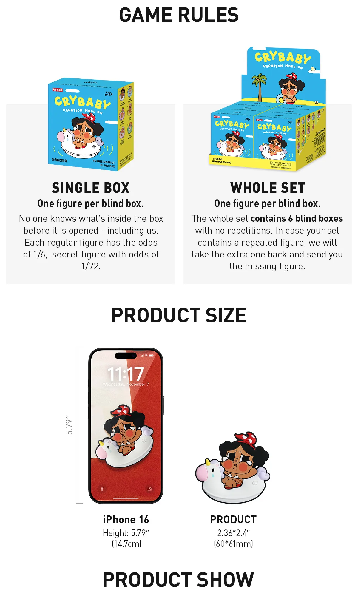 CRYBABY Vacation Mode On Series-Fridge Magnet Blind Box - POP MART