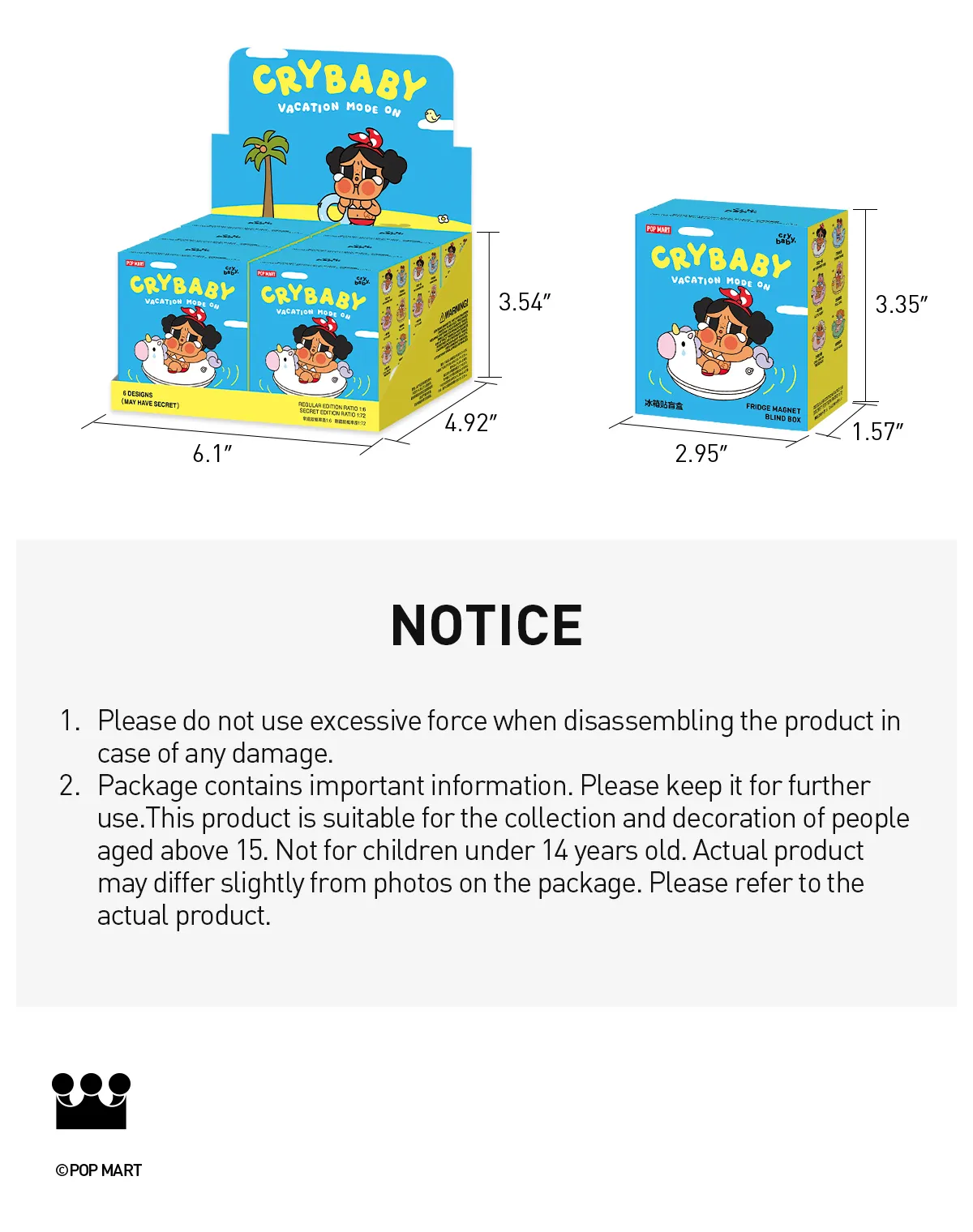 POP NOW:CRYBABY Vacation Mode On Series-Fridge Magnet Blind Box