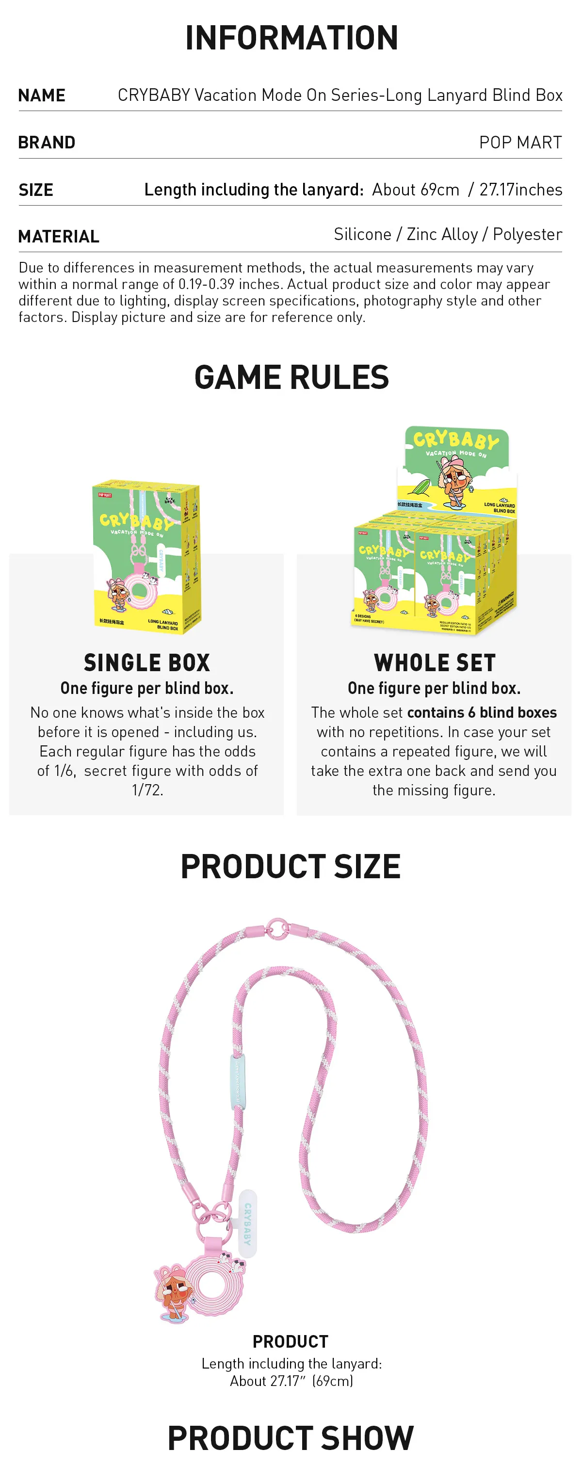 POP NOW:CRYBABY Vacation Mode On Series-Long Lanyard Blind Box