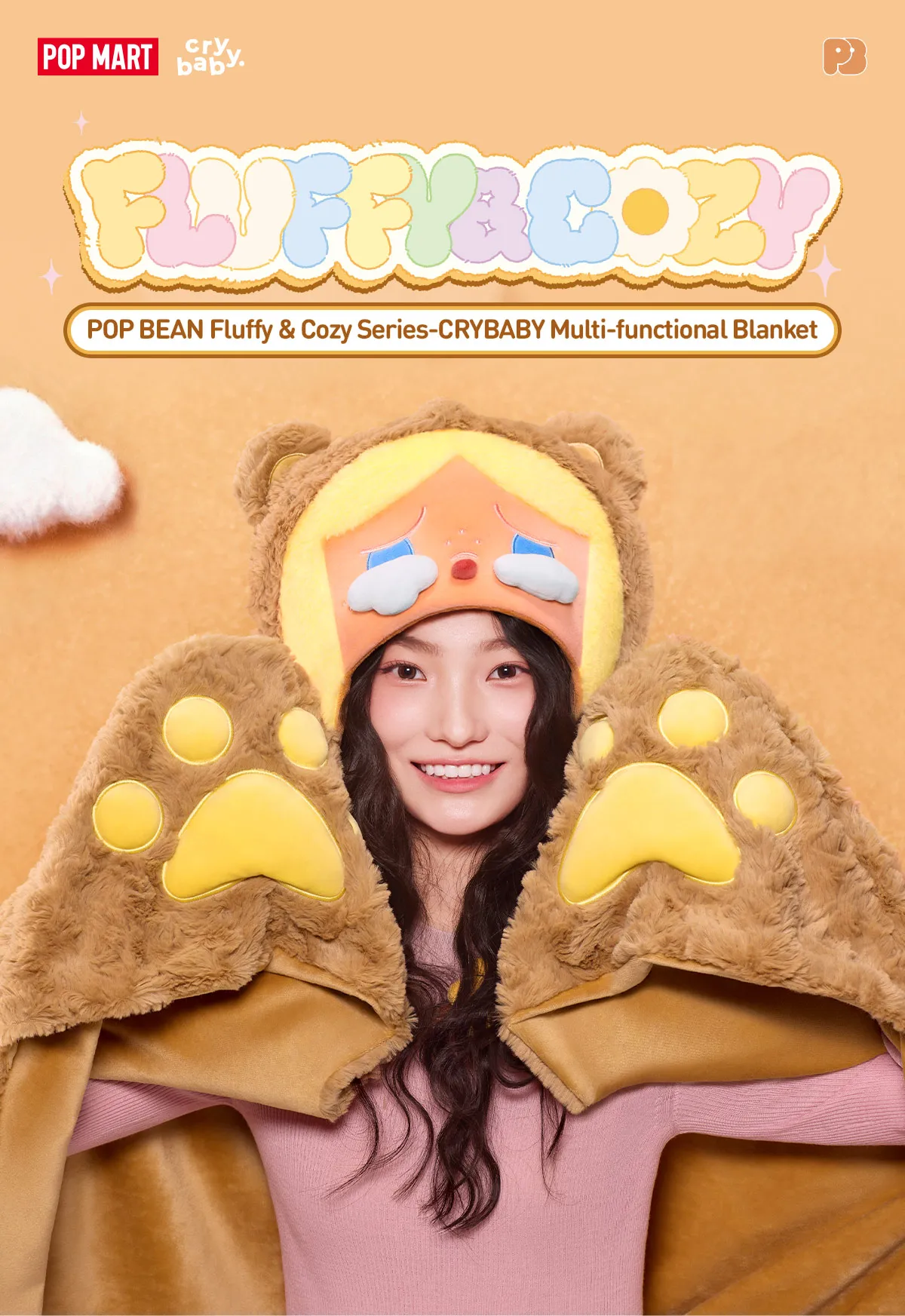 POP BEAN Fluffy & Cozy Series-CRYBABY Multi-functional Blanket 