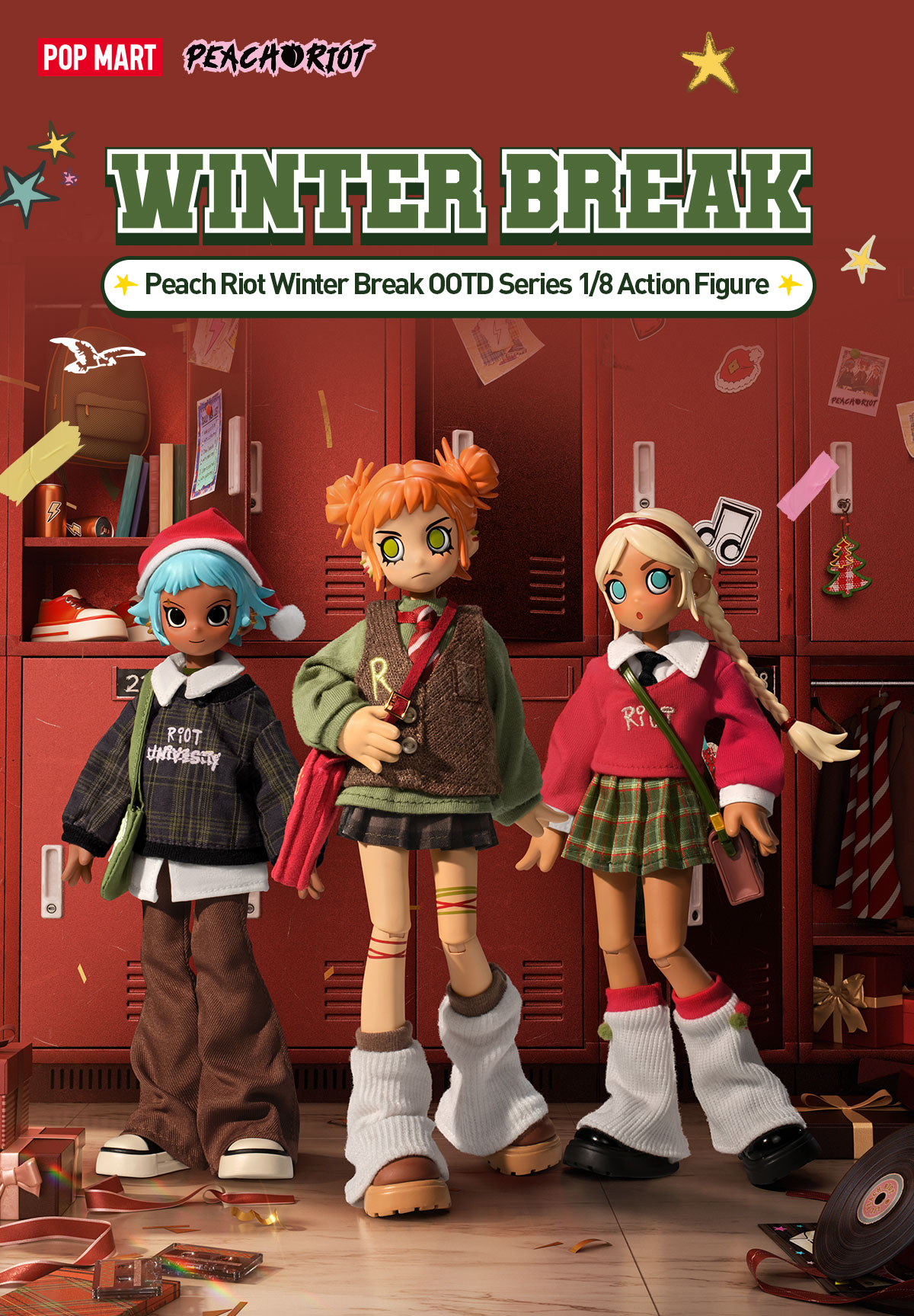 POP MART Peach Riot Winter Break OOTD シリーズ1/8アクション