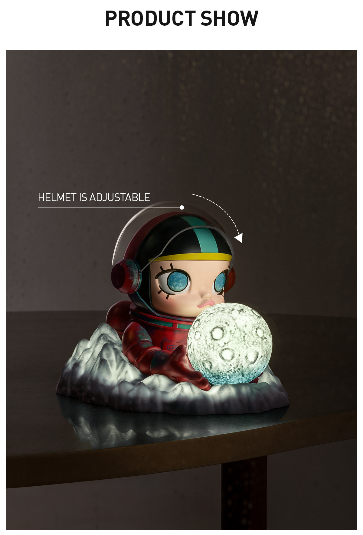 MEGA SPACE MOLLY Hello, Moon Ambient Moon Lamp - POP MART (Mexico)