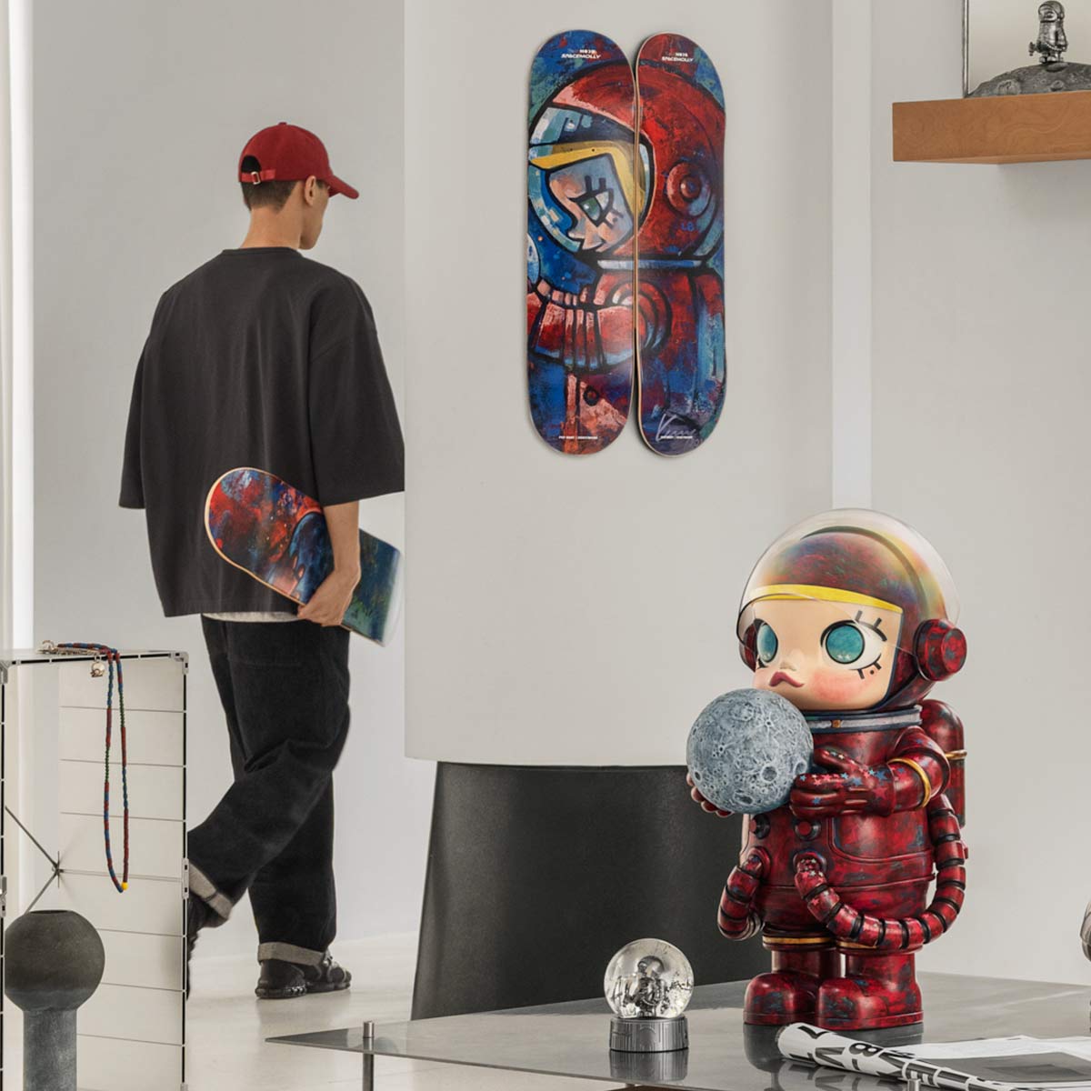 MEGA SPACE MOLLY Hello, Moon Limited-edition Skateboard Triptych